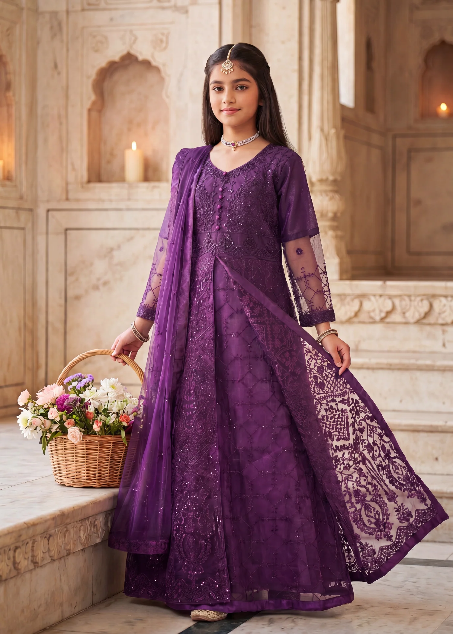 net Pishwas in Purple