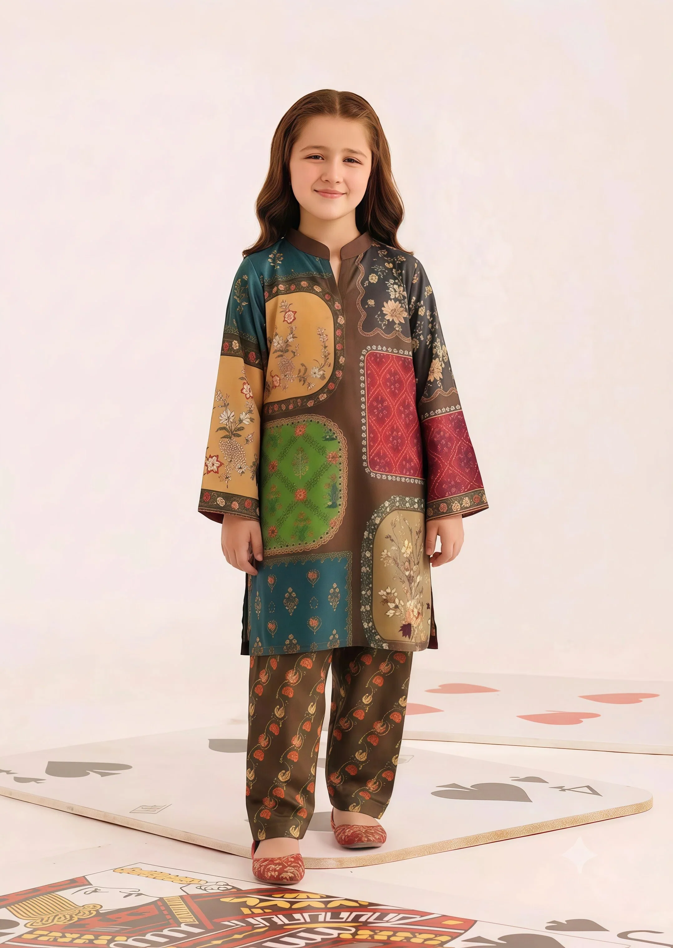 crepe silk Kurta Set in Olive green