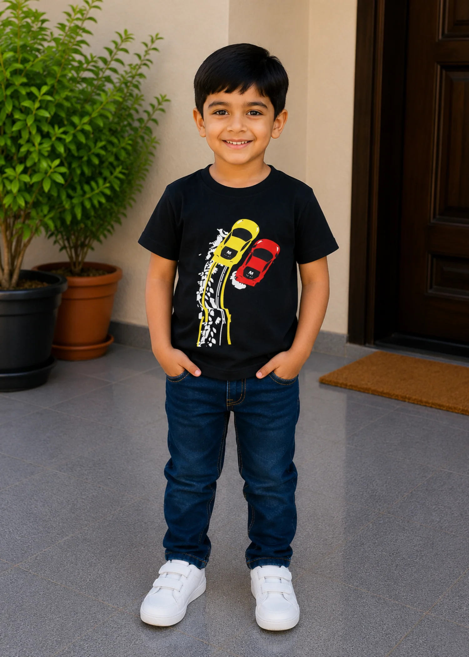 cotton jersey T Shirt in Black