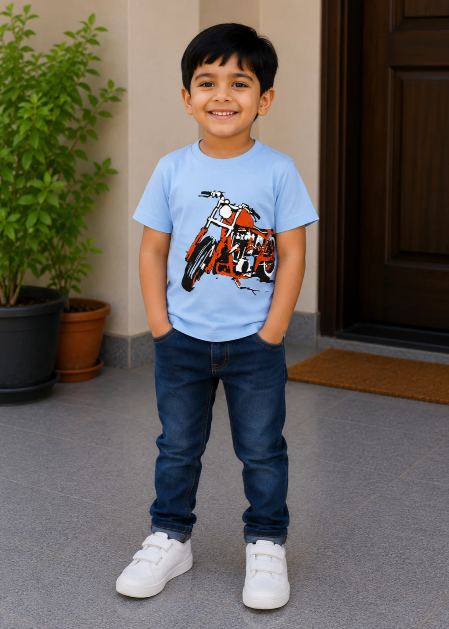 cotton jersey T Shirt in Sky blue