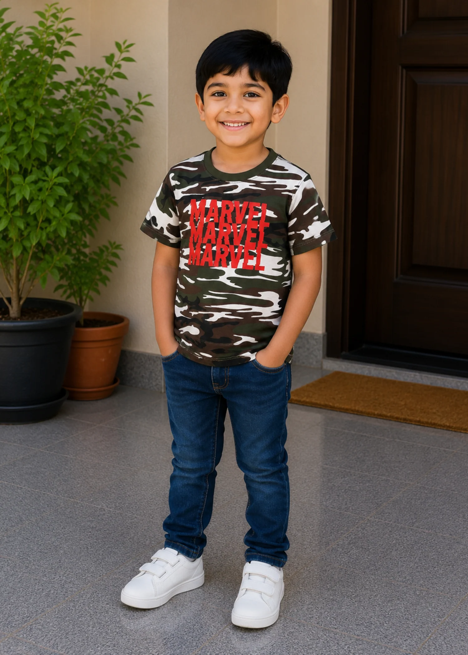 cotton jersey T Shirt in Multi