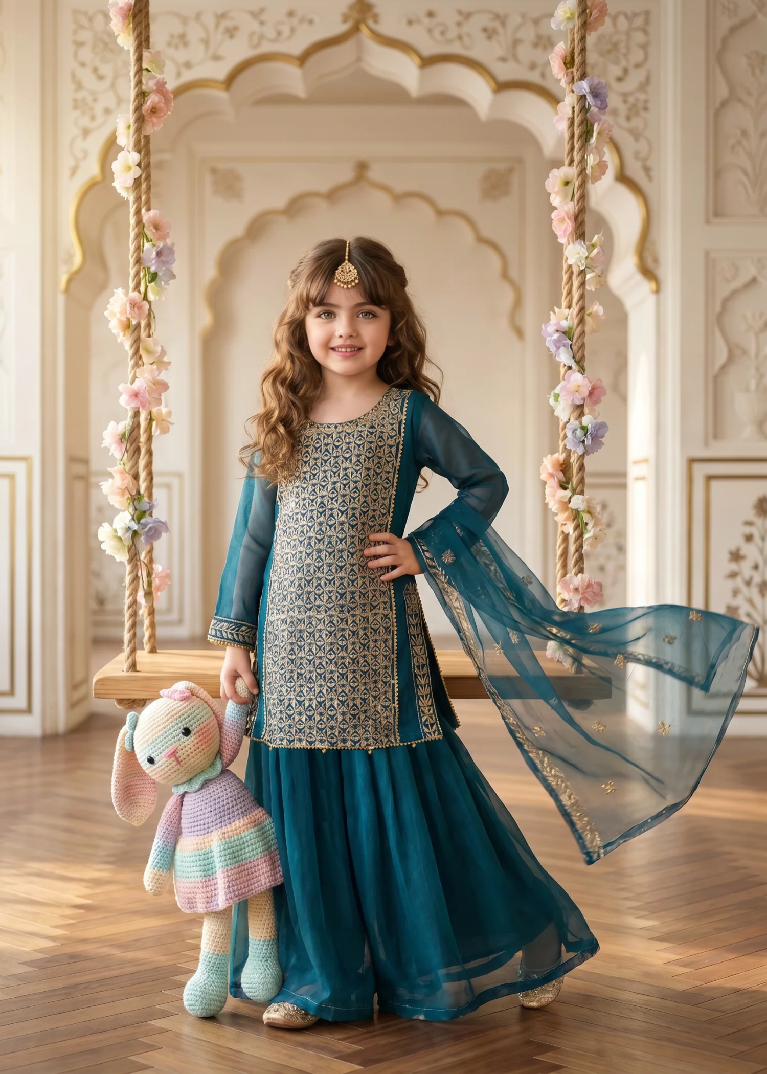 chiffon Sharara in Teal