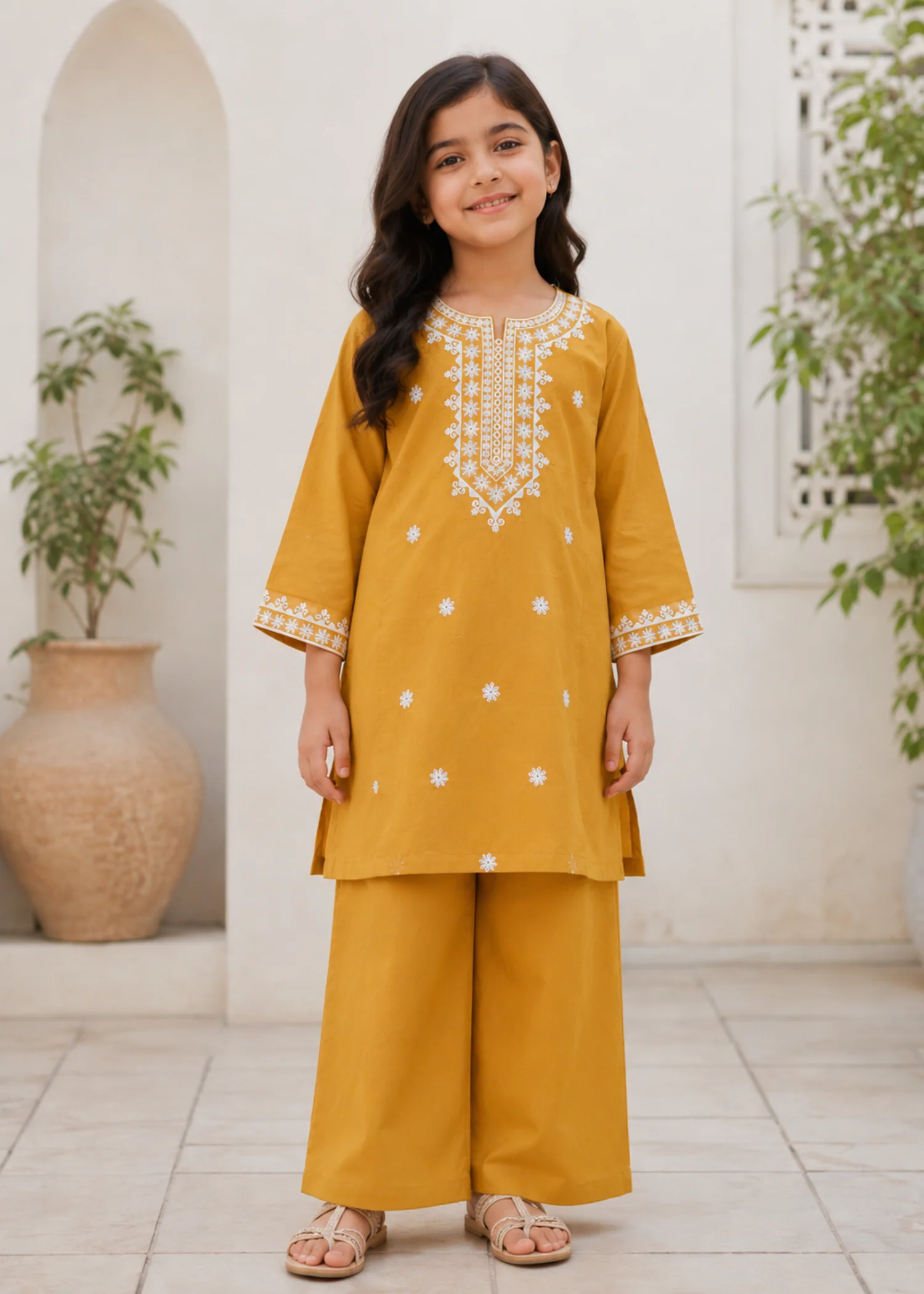 cotton Kurta Set in Mustard