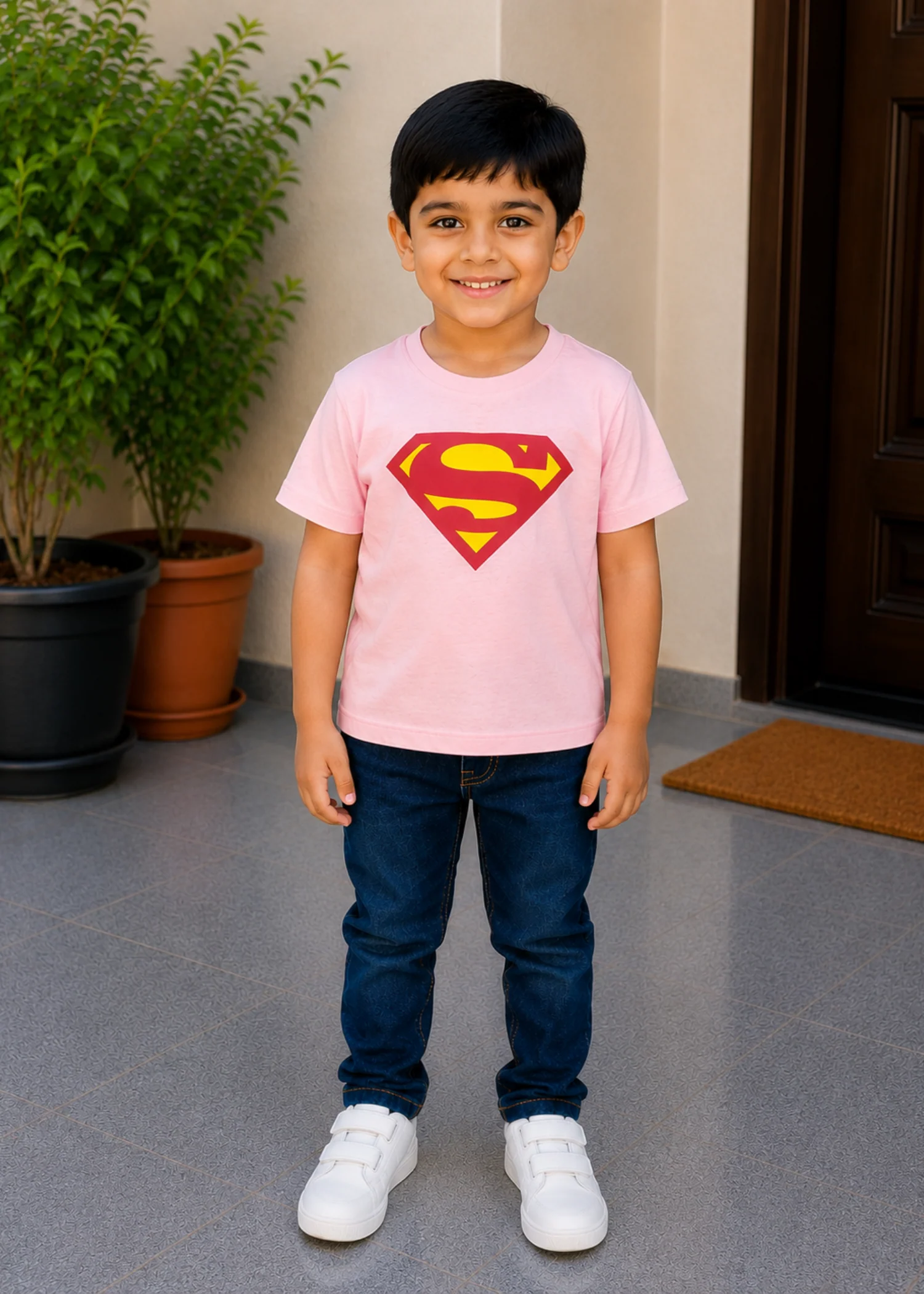 cotton jersey T Shirt in Pale pink