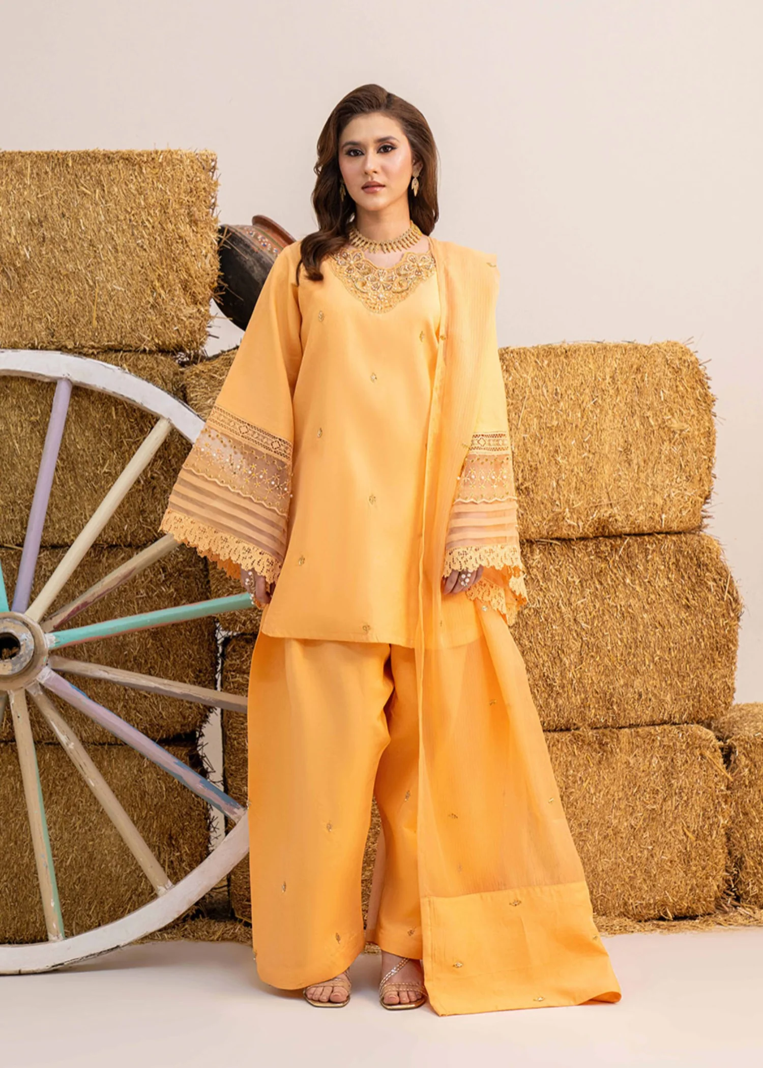 viscose Kurta Set in Orange