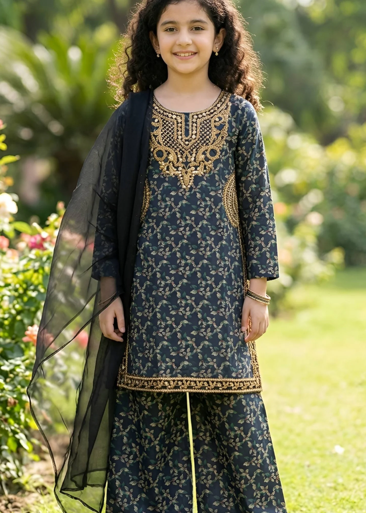 cotton Kurta Set in Navy blue