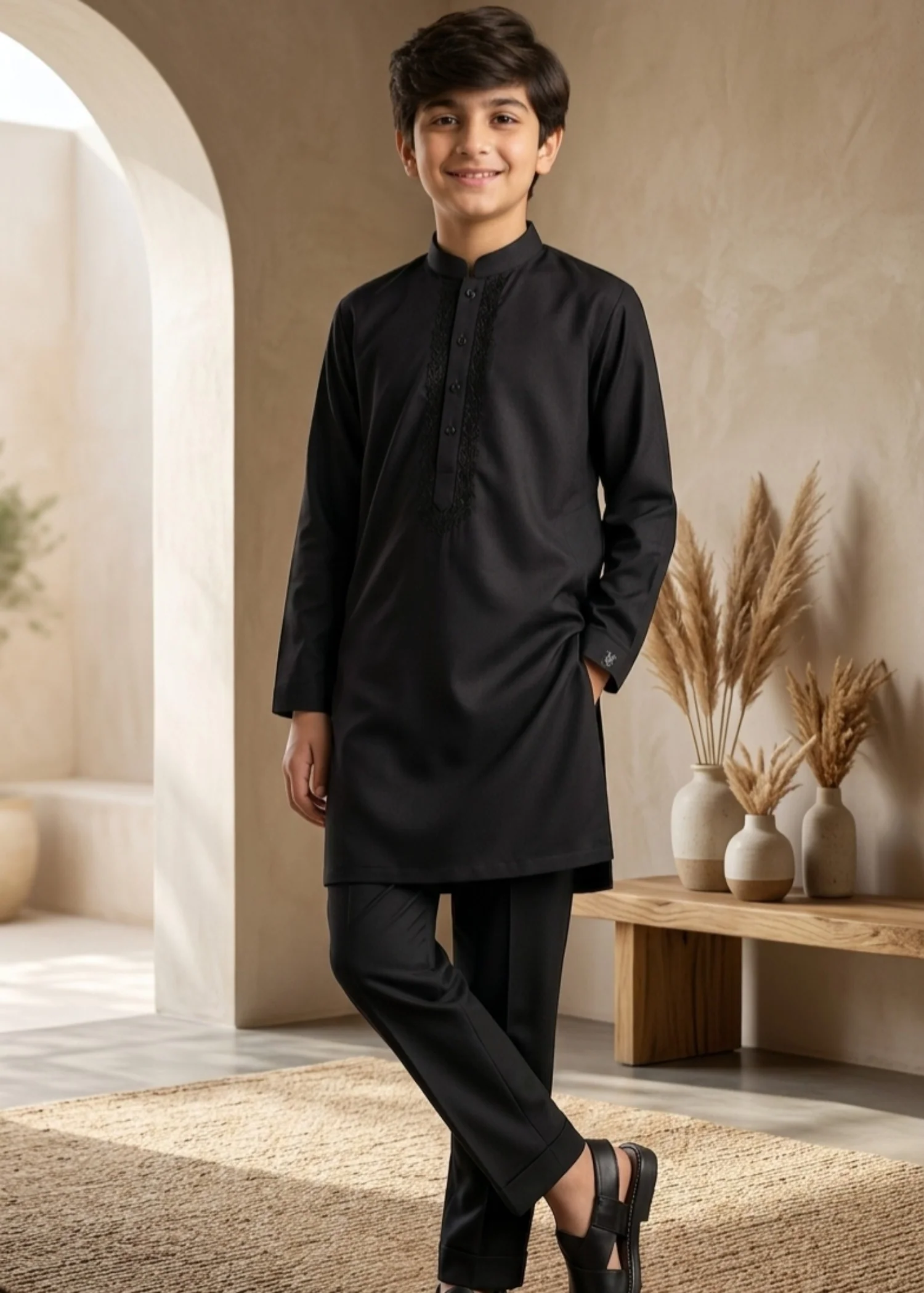 wash & wear Kurta Set in Black