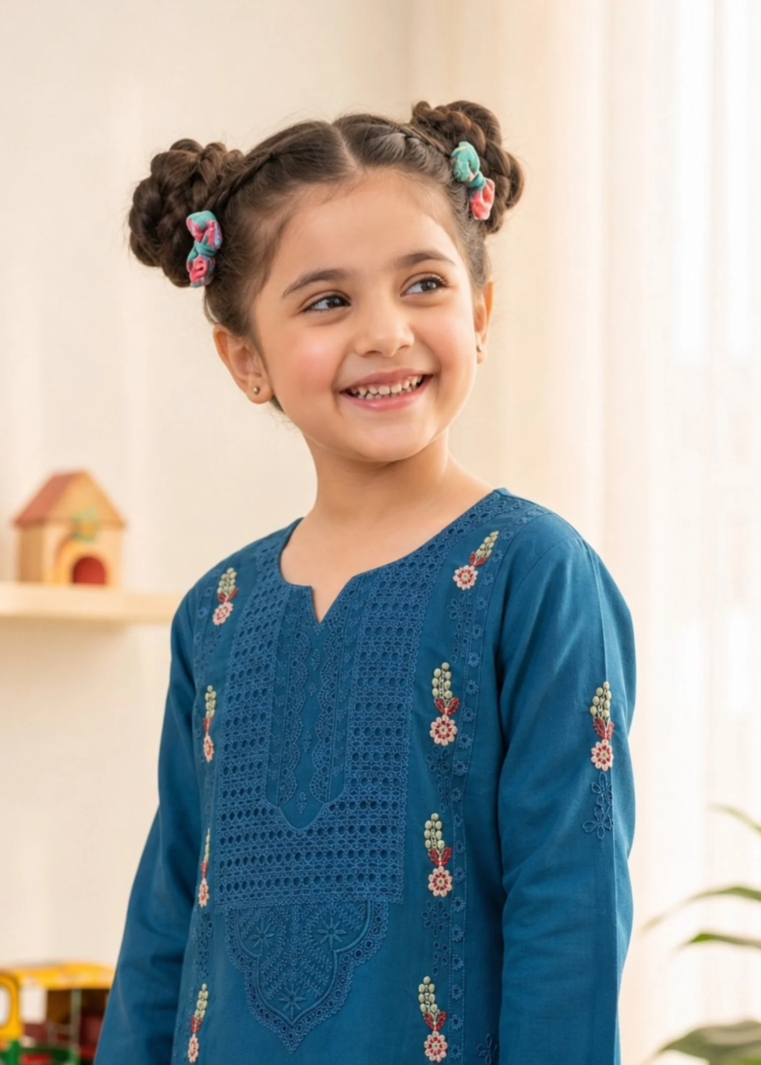 cotton Kurta Set in Yale blue