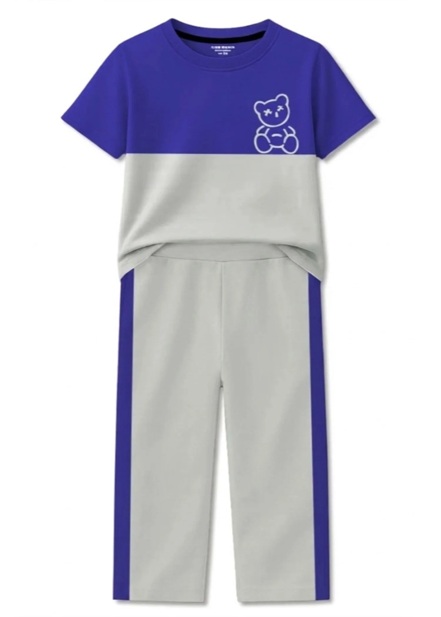 cotton Tracksuit in Royal blue, light grey