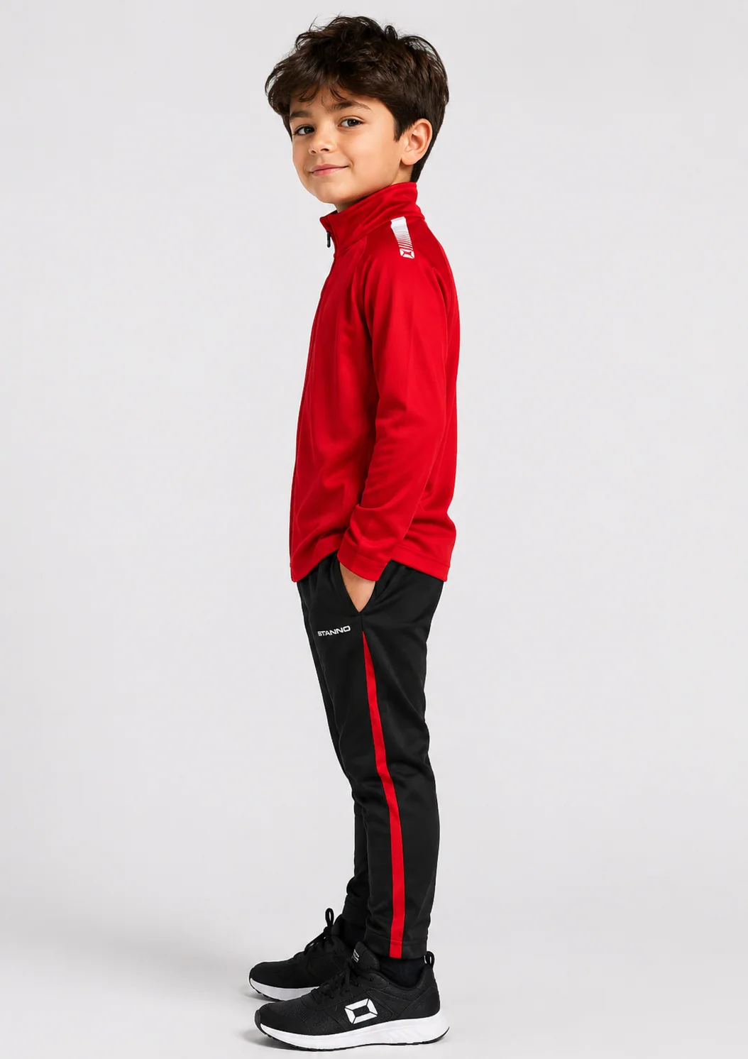 polyester Jacket in Red, white