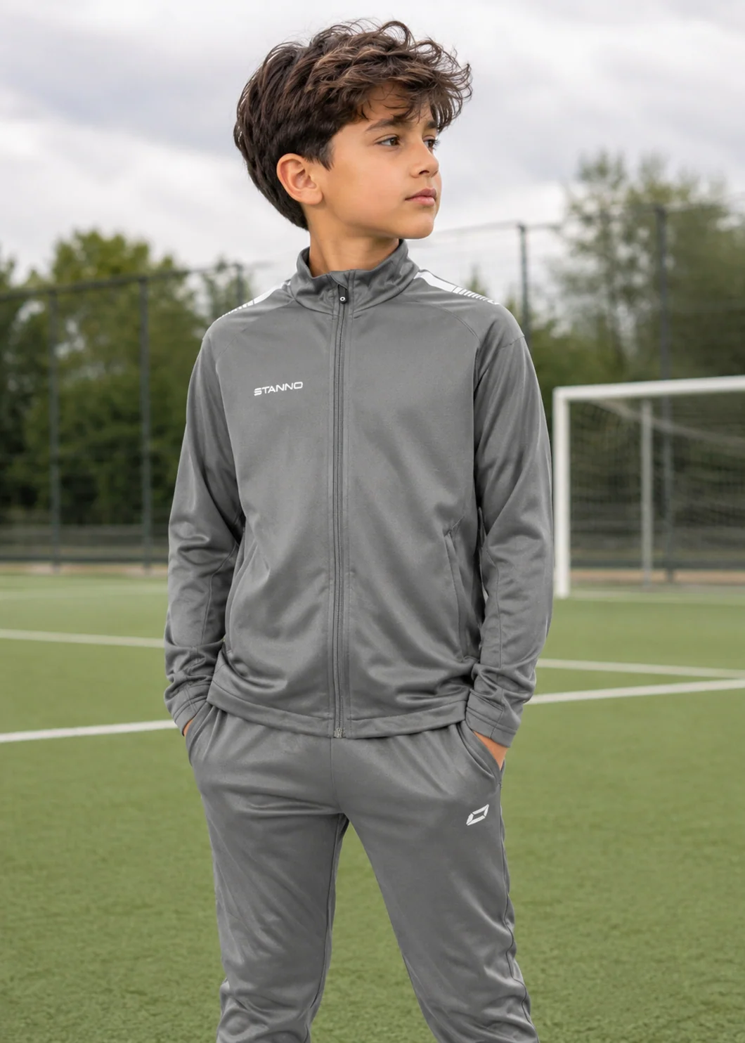 polyester Jacket in Grey, white