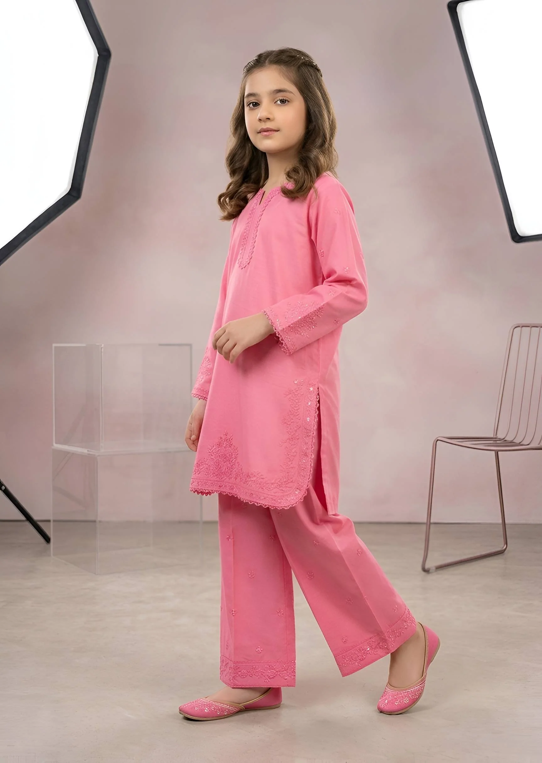 cotton Kurta Set in Pink
