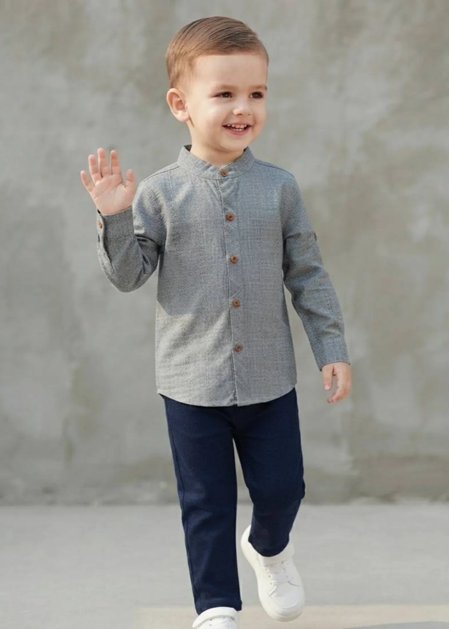 cotton Casual Shirt in Shadow blue