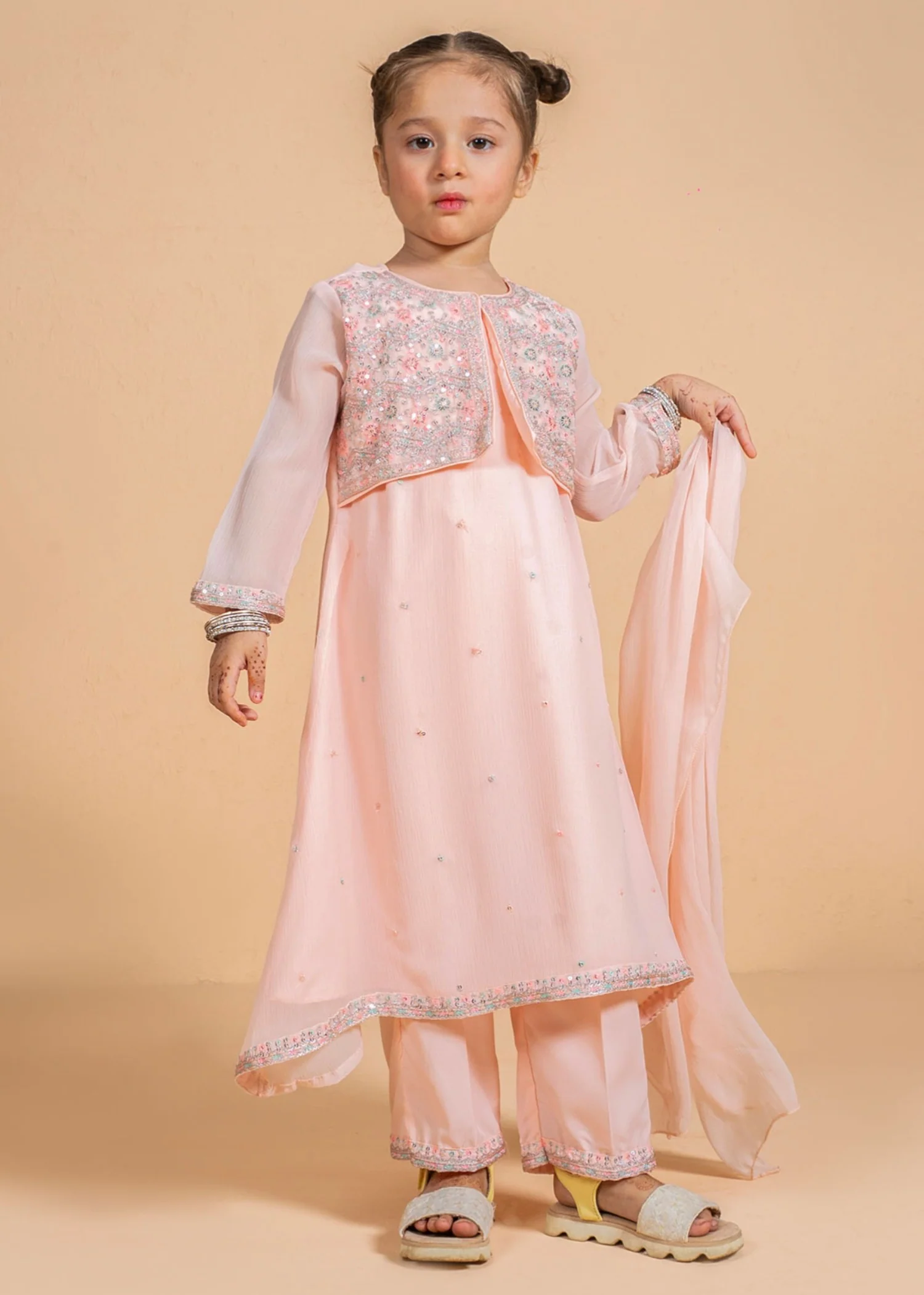 chiffon Pishwas in Pink