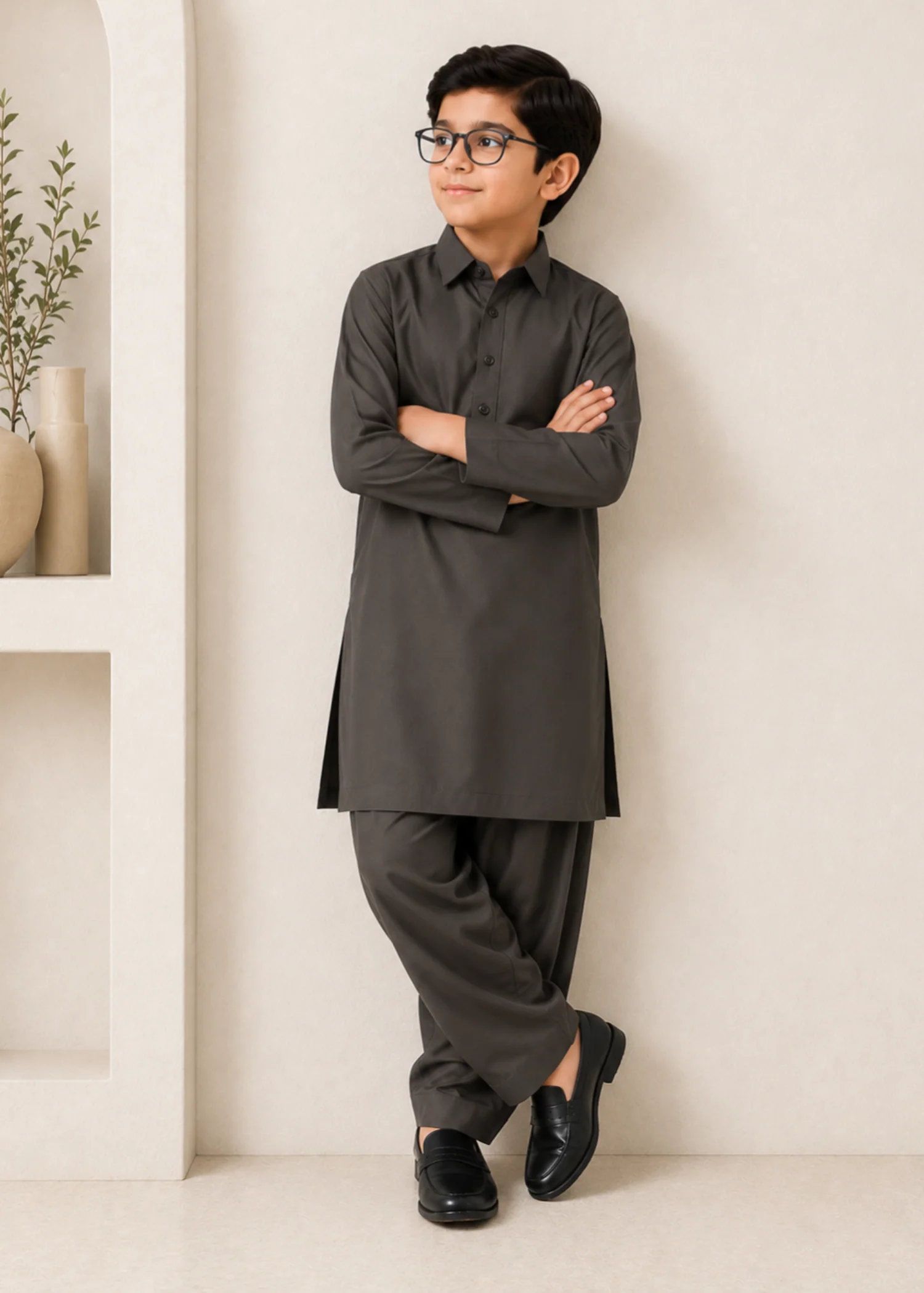 wash & wear Kurta Set in Grey