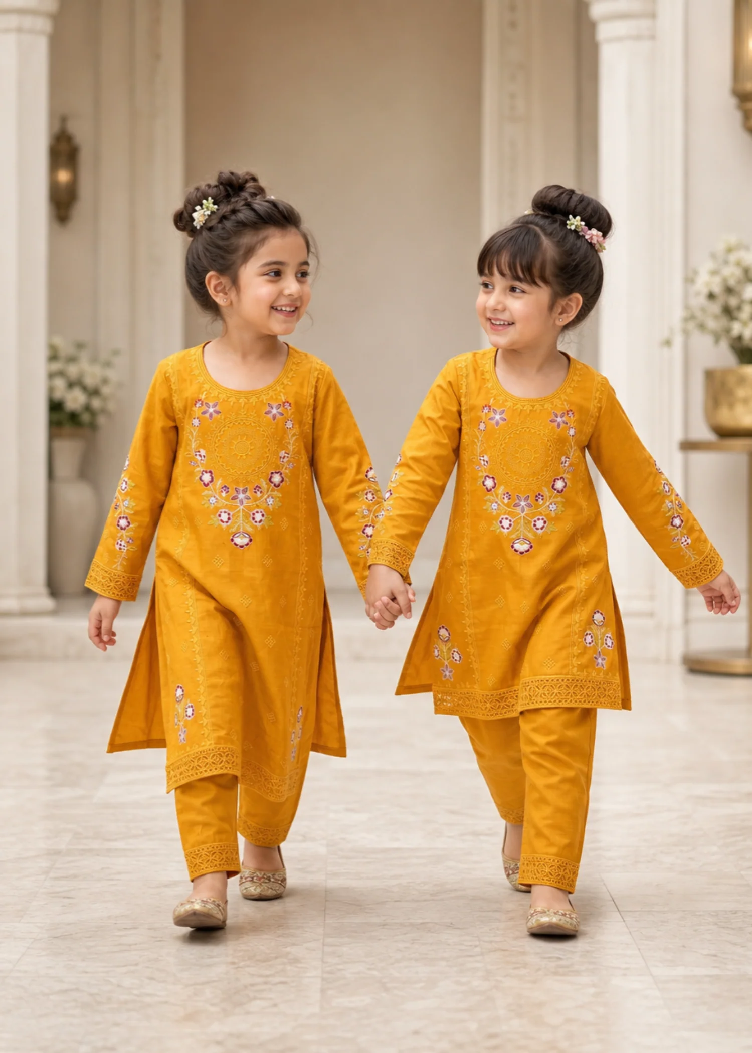 cotton Kurta Set in Mustard