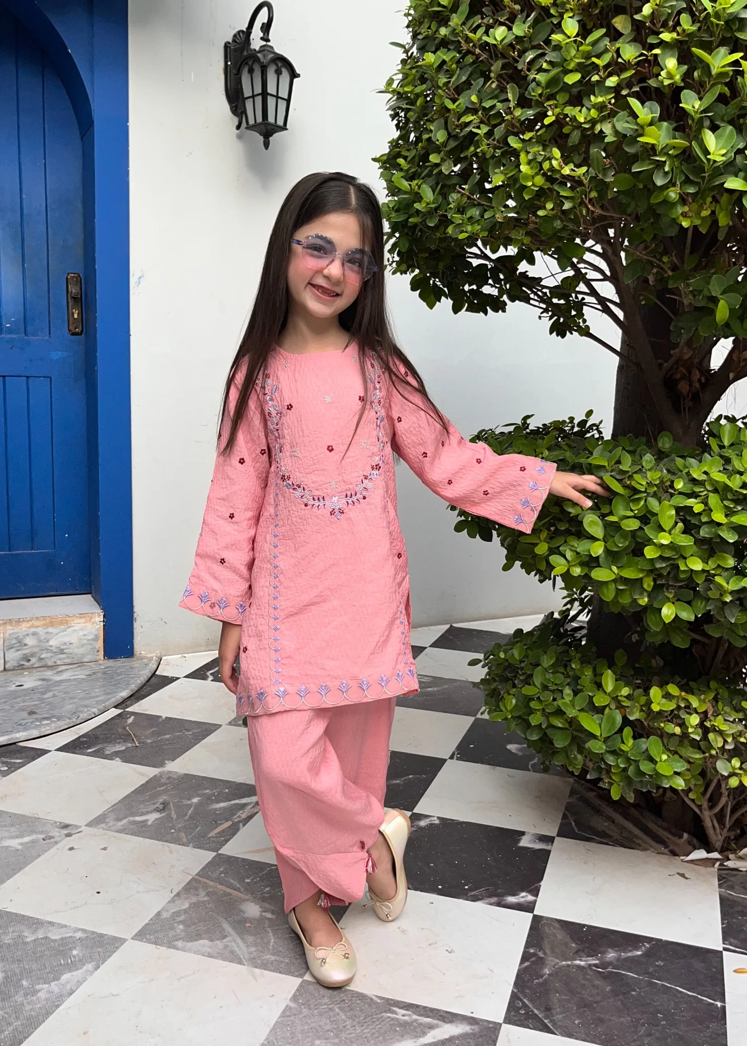 cotton Kurta Set in Pink