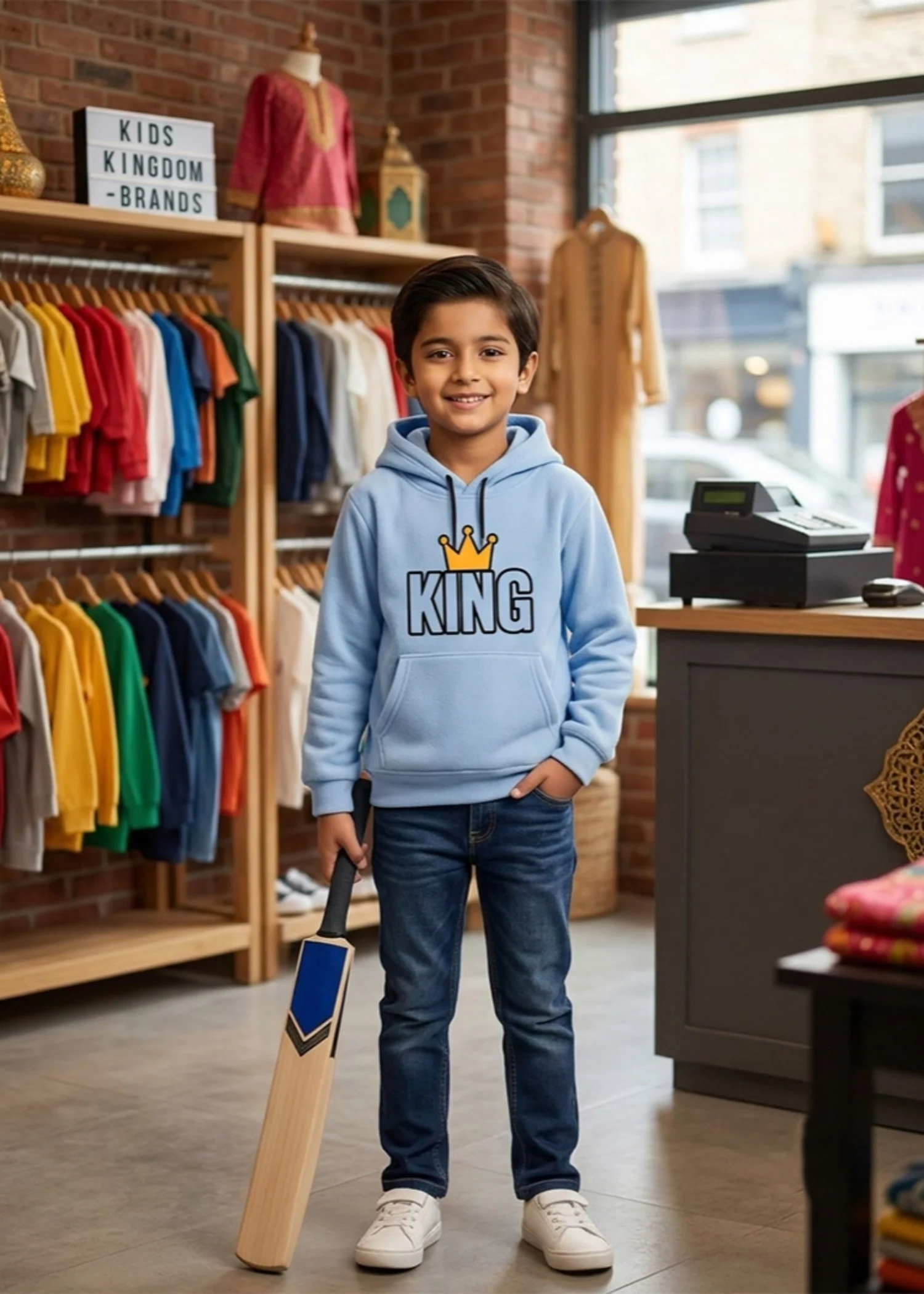 fleece Hoodie in Sky