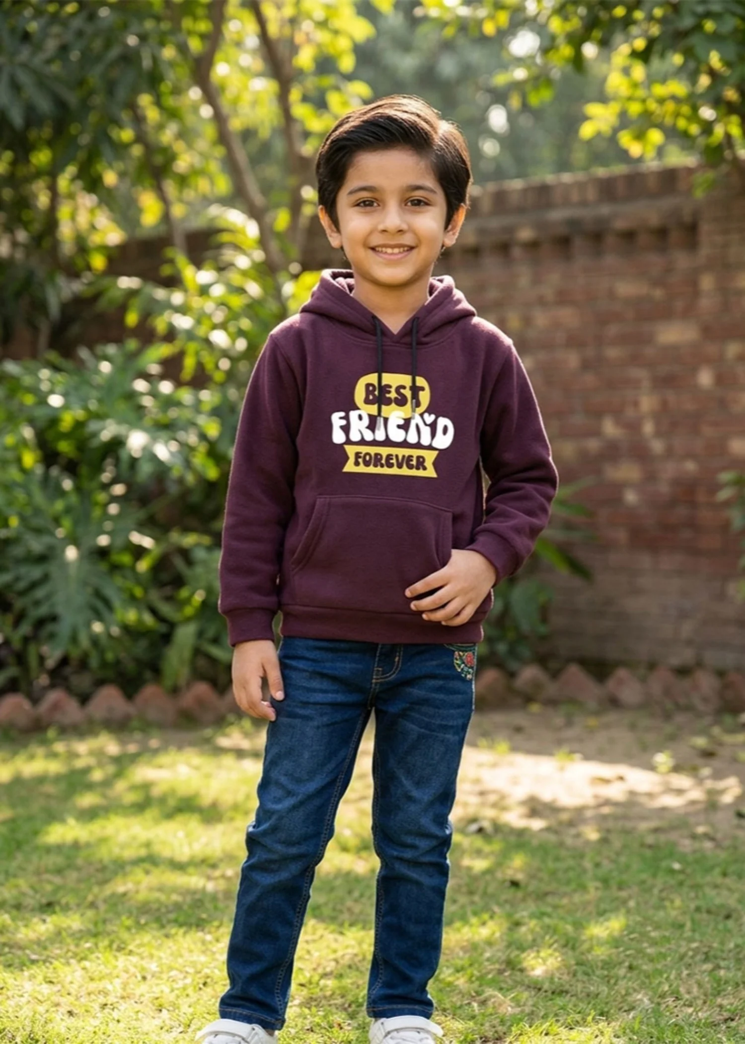 fleece Hoodie in Wine red