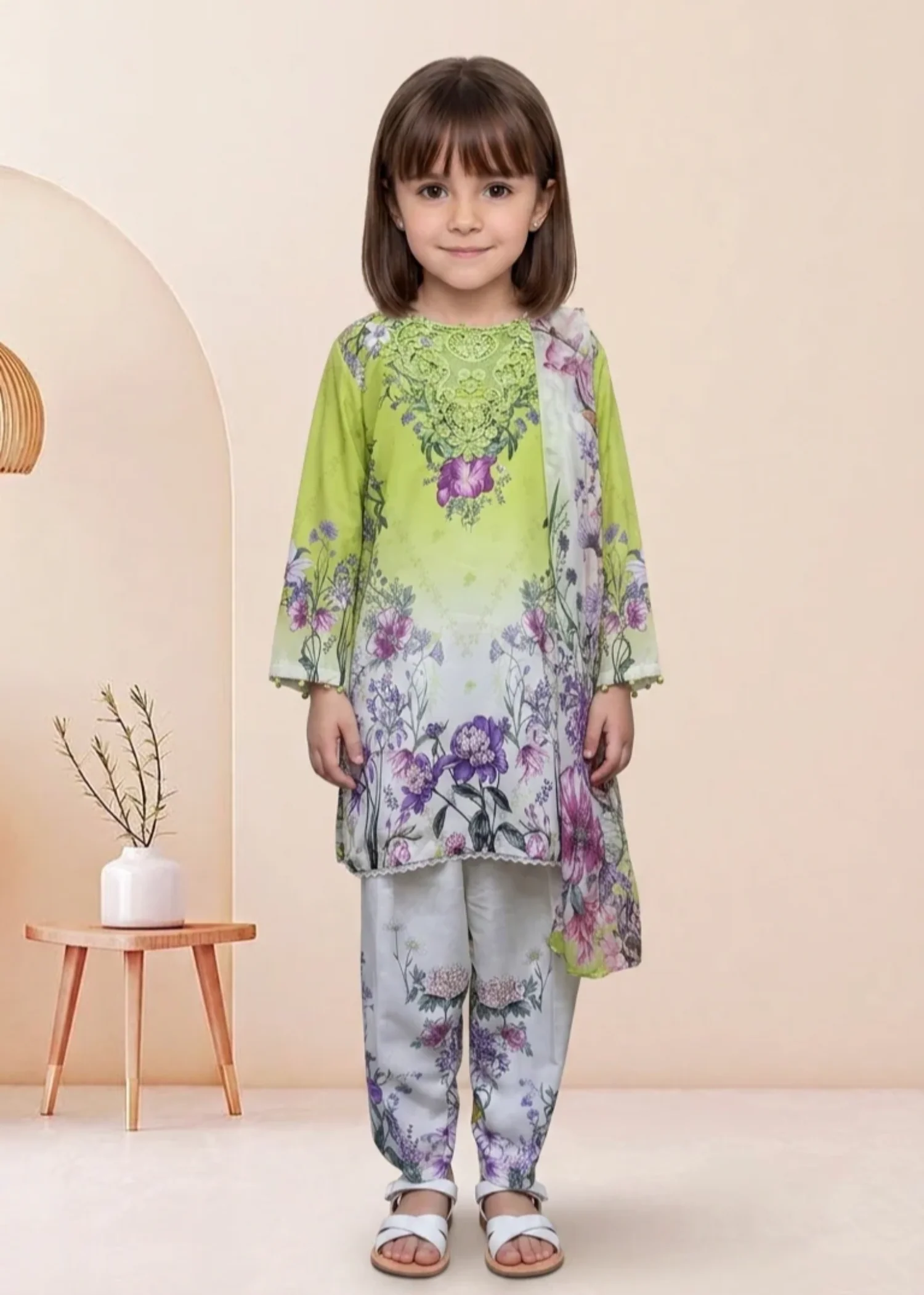 lawn Kurta Set in Multi