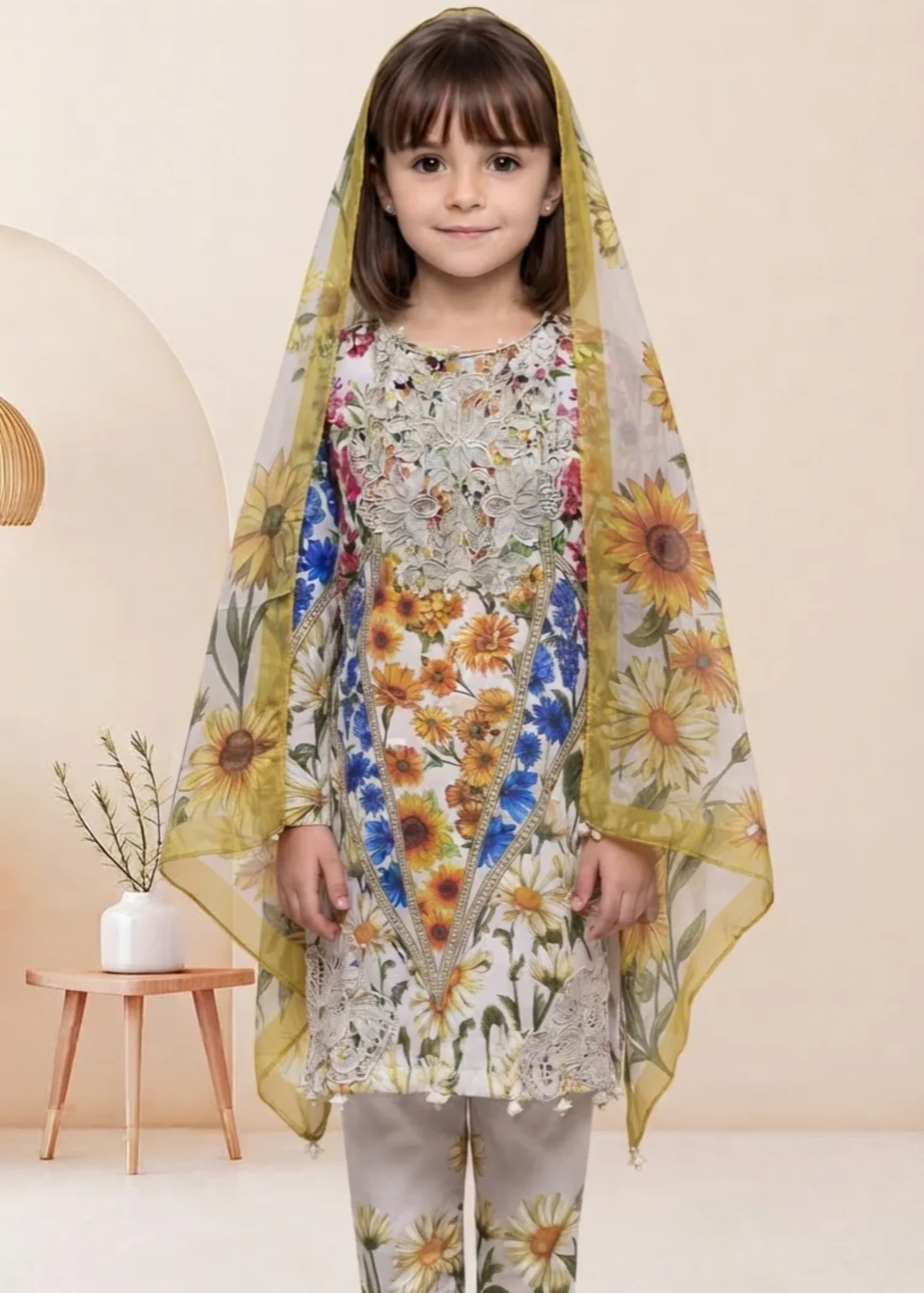 lawn Kurta Set in Multi