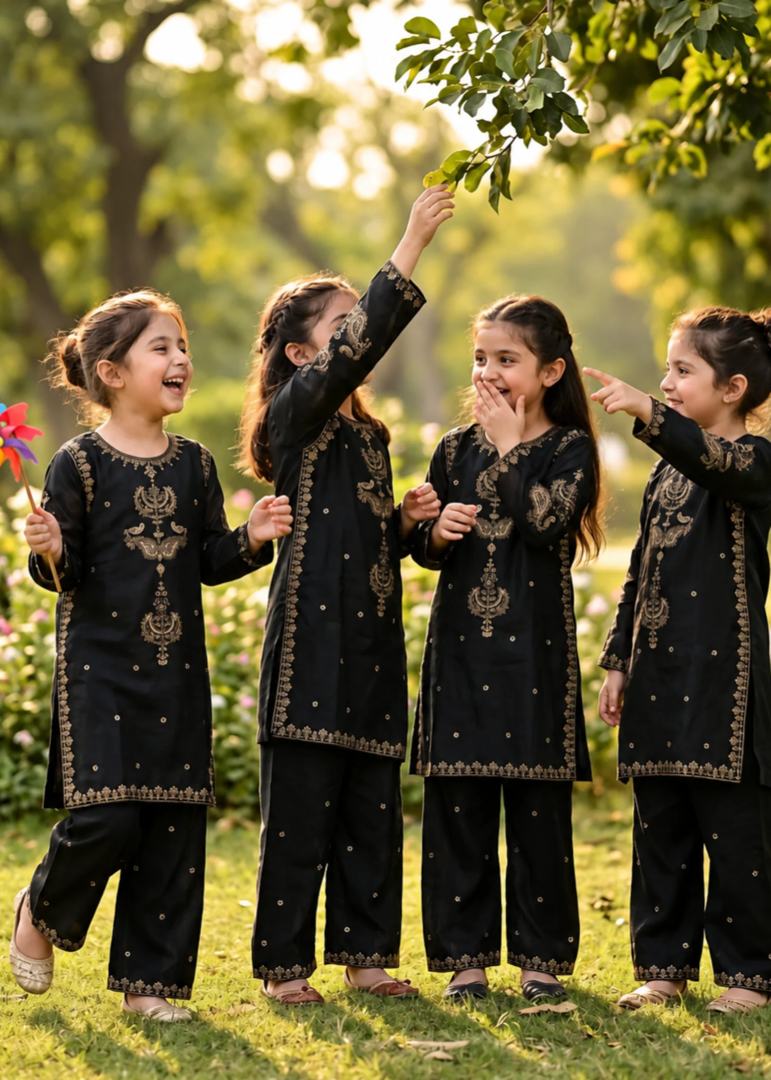 cotton Kurta Set in Black