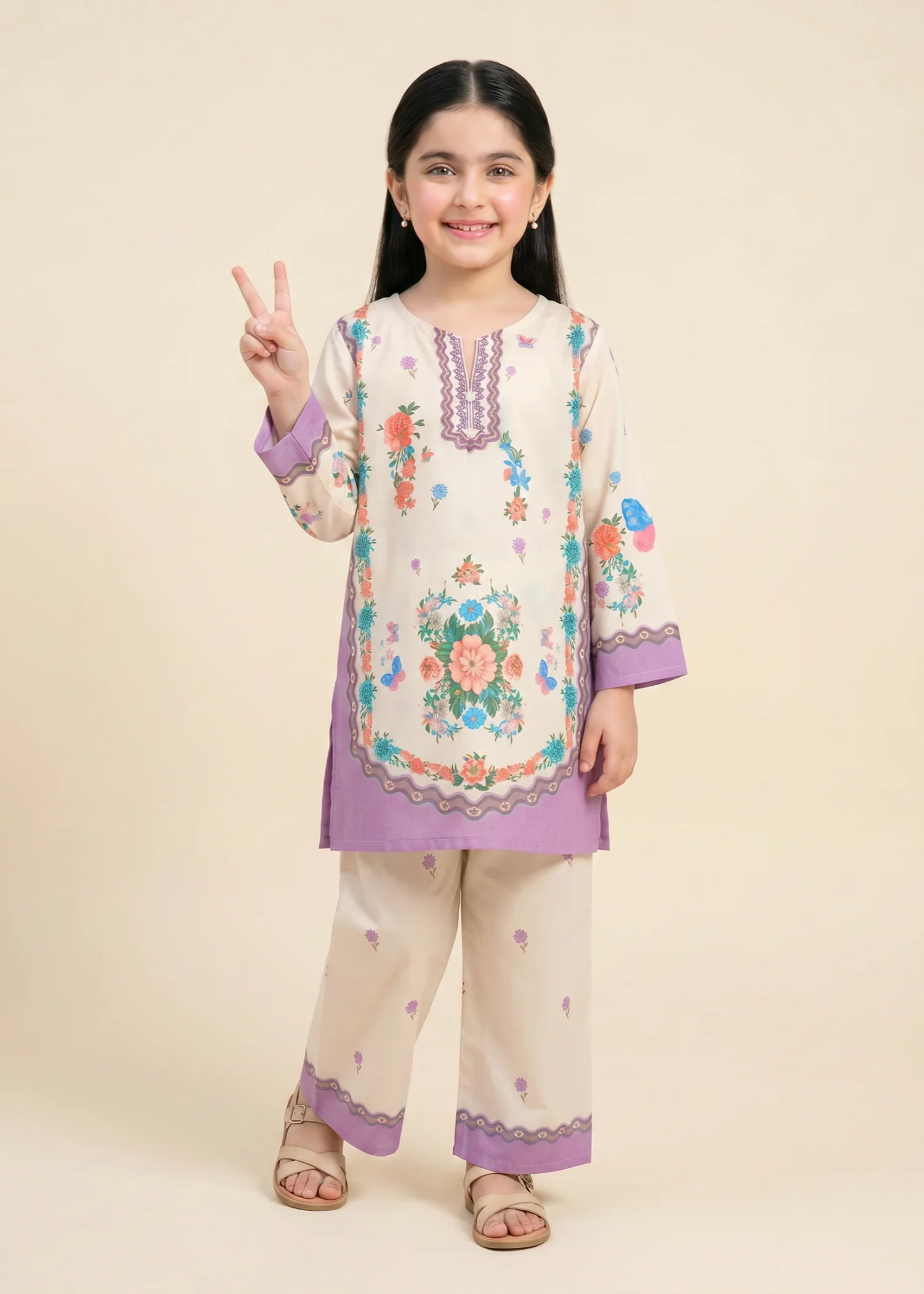 Co Ord Sets in Beige, purple heart