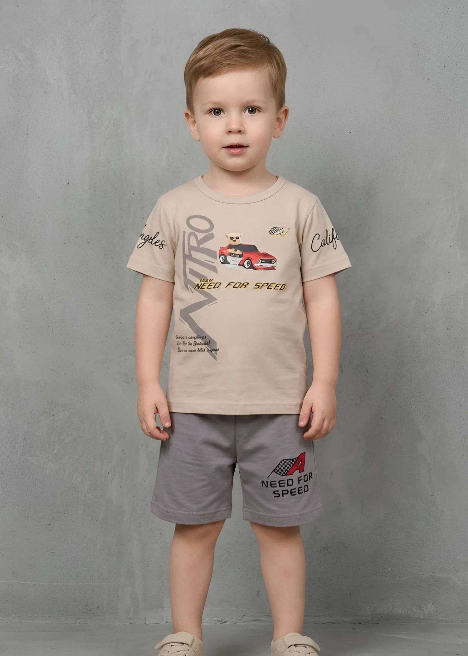 cotton Co ord Sets in Camel brown, warm grey