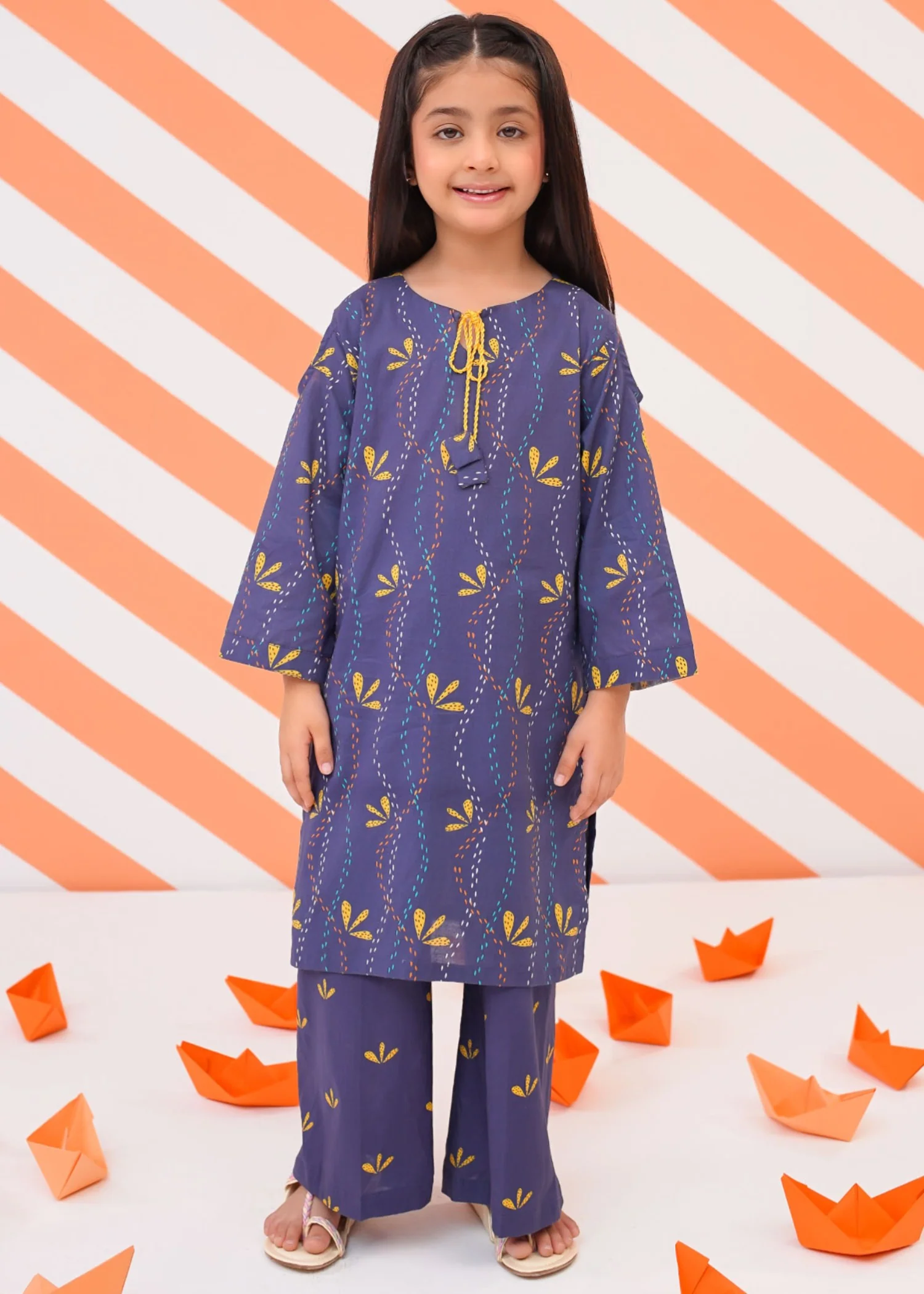 lawn cotton Kurta Set in Blue