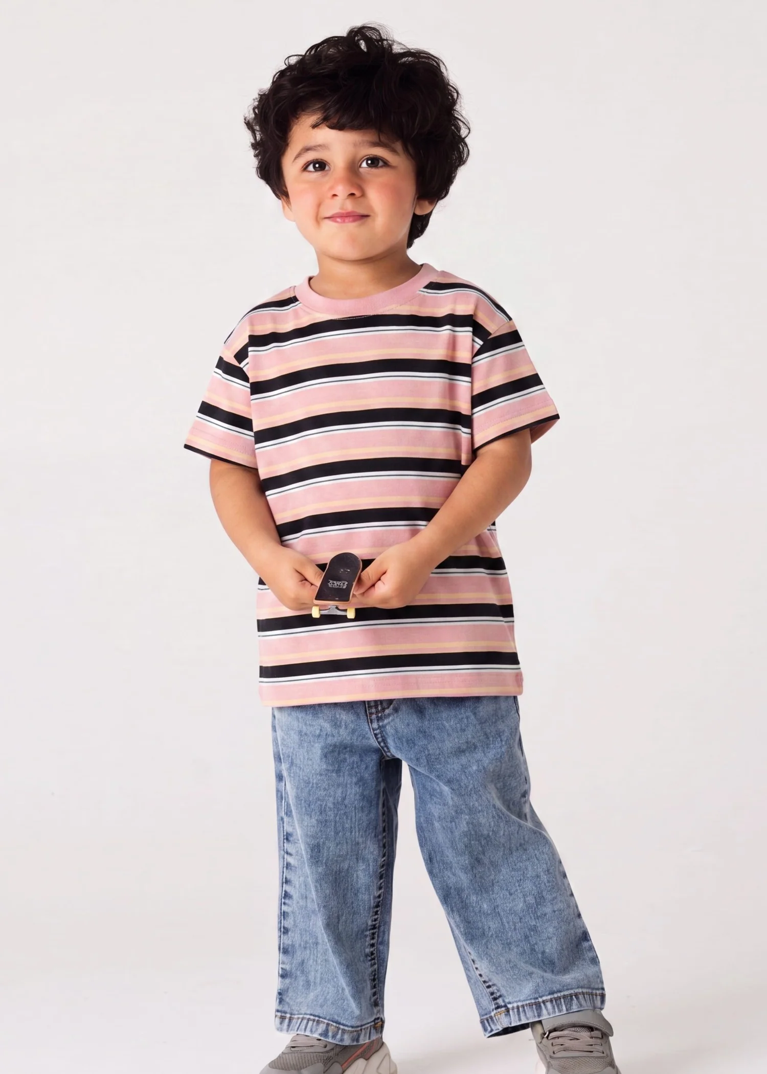 cotton jersey T Shirt in Multi, pink, white