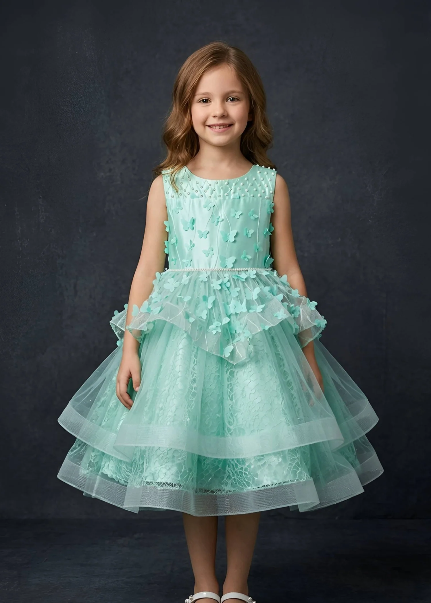 net Frock in Aquamarine