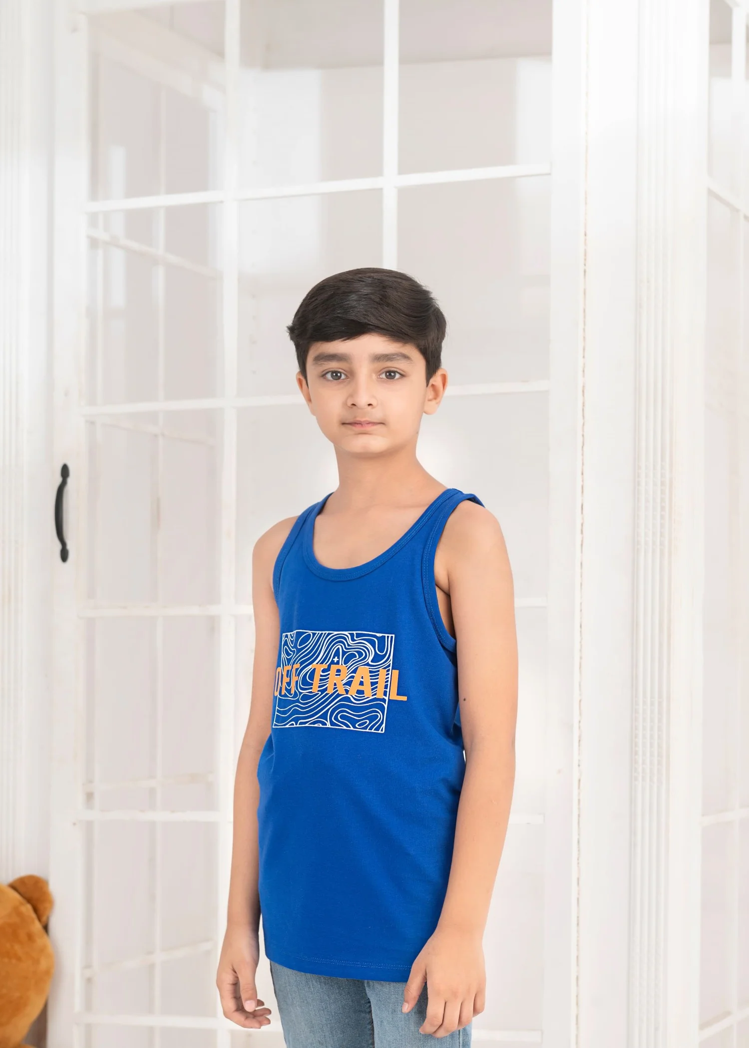cotton jersey T Shirt in Blue