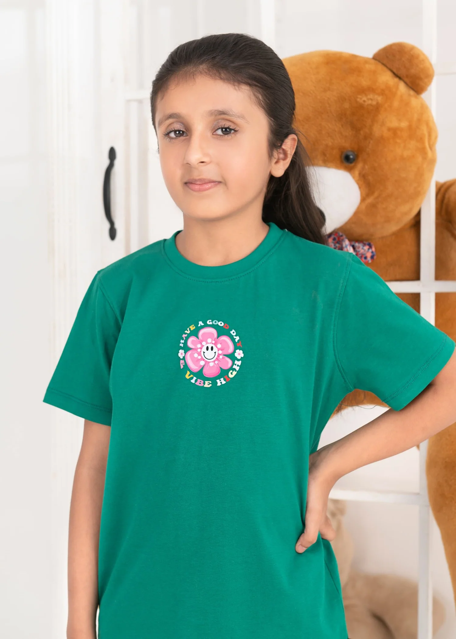 cotton jersey T Shirt in Green