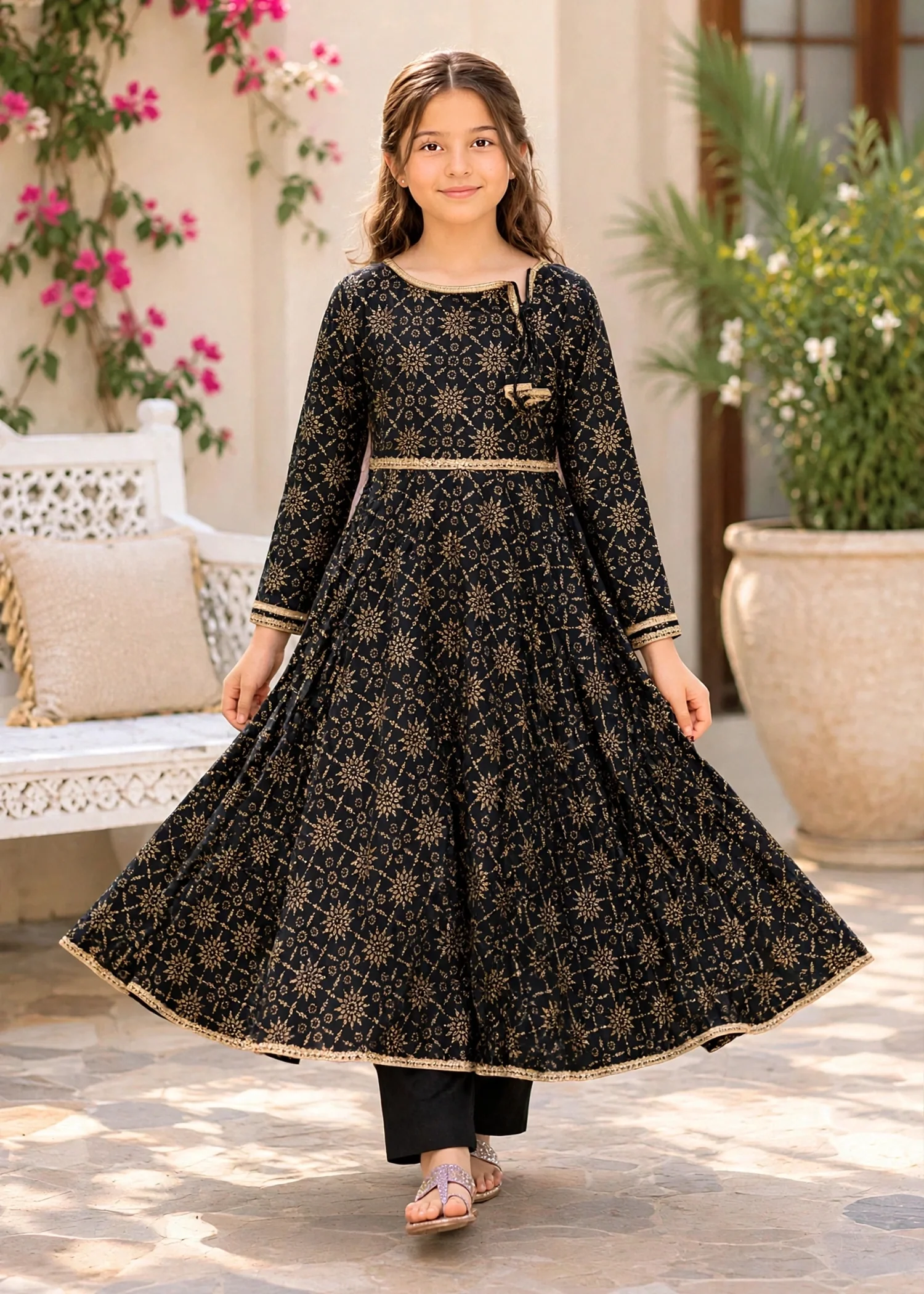 cotton Pishwas in Black
