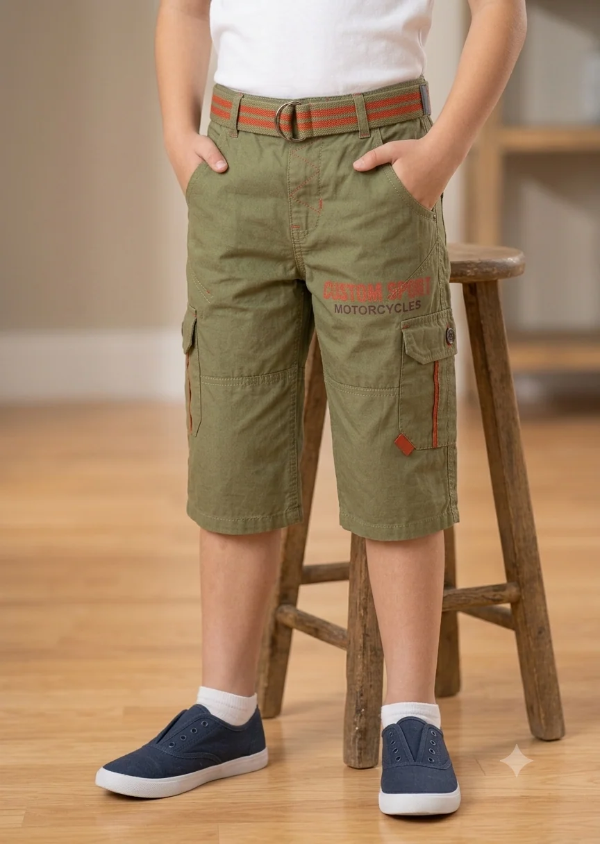 cotton Shorts in Olive green