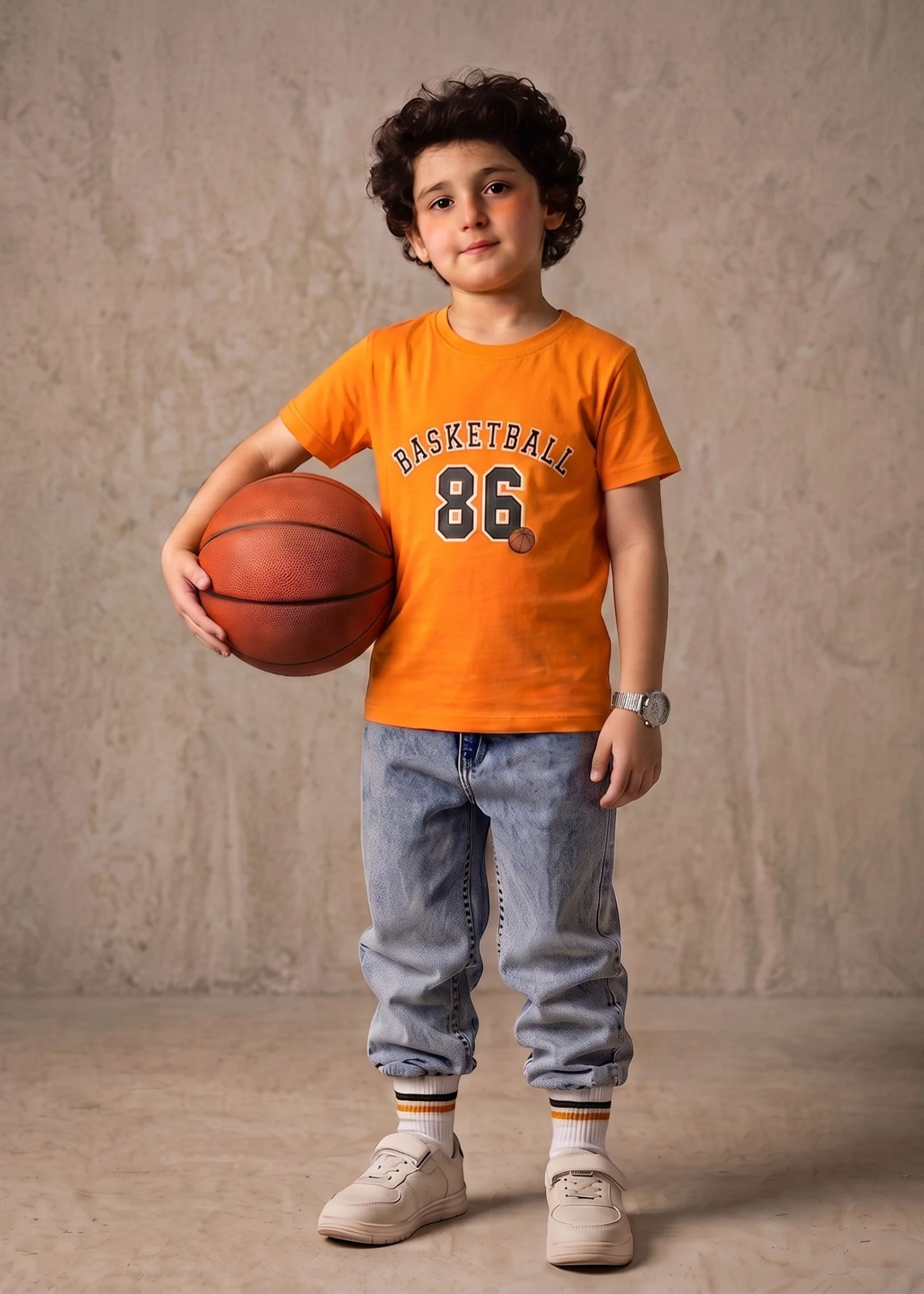 cotton jersey T Shirt in Orange