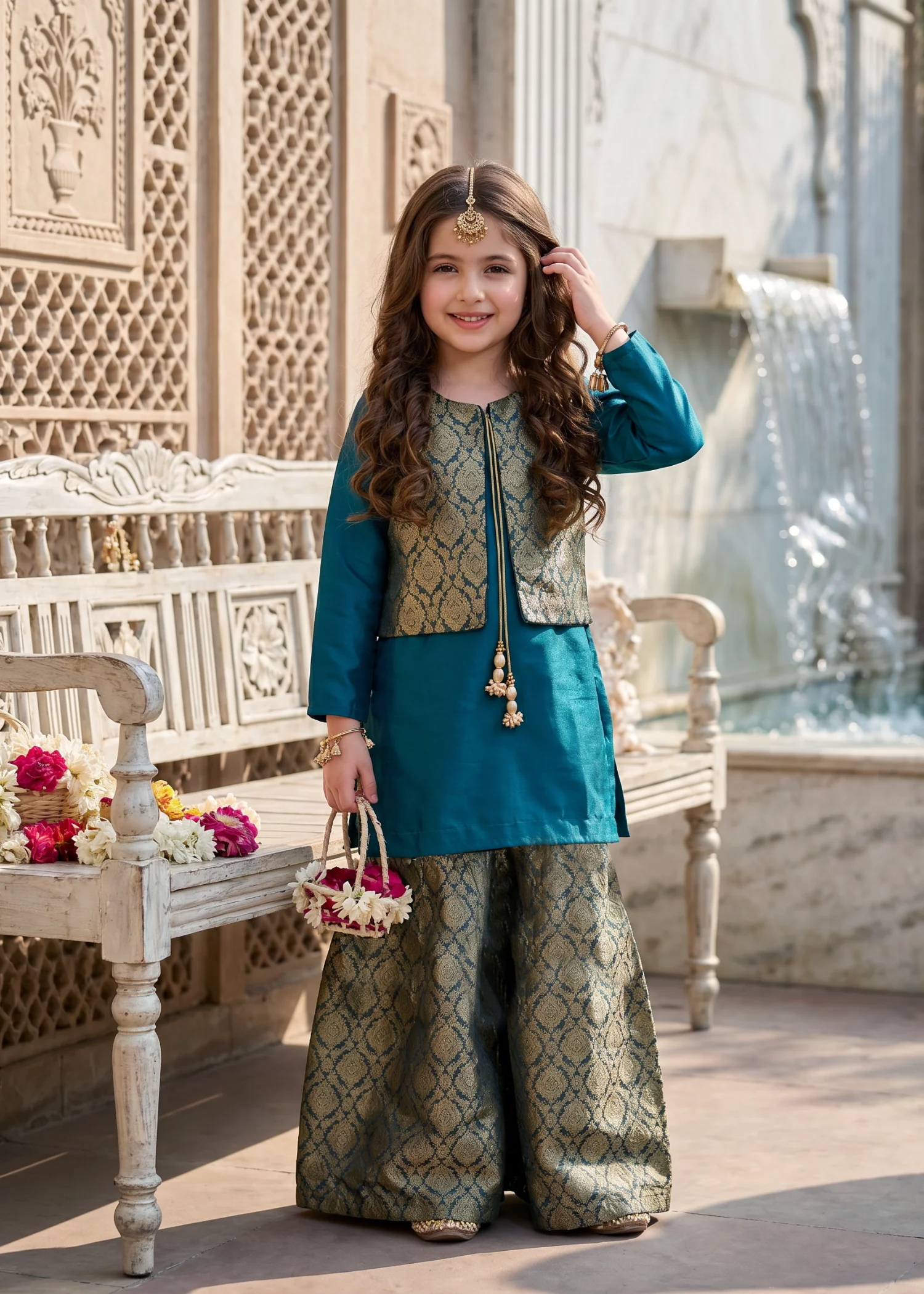 silk Sharara in Twilight blue