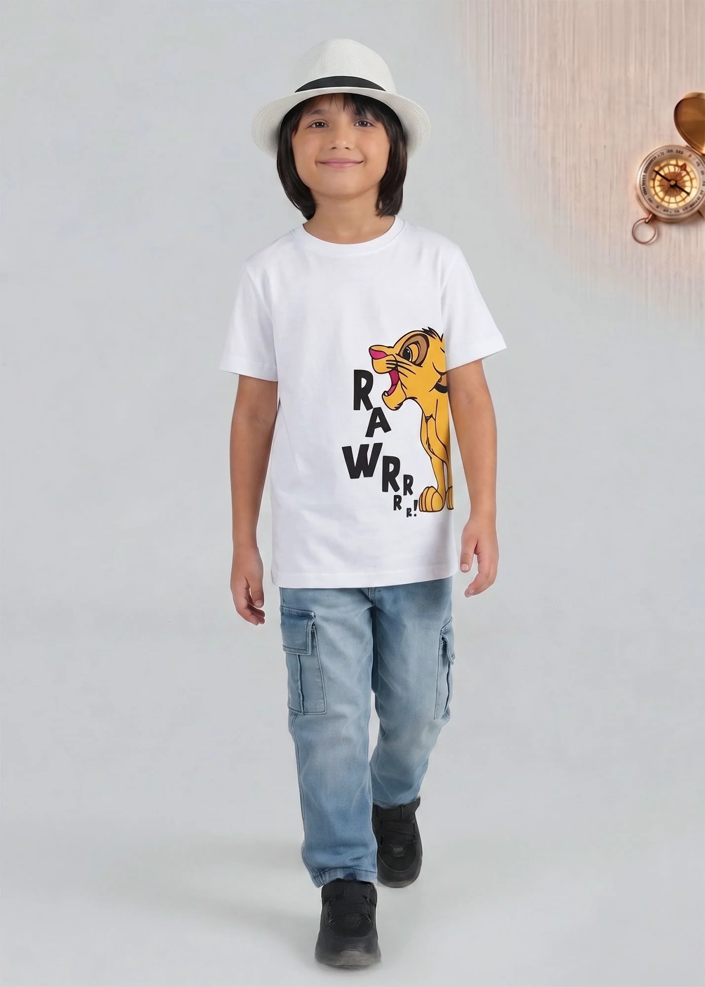 cotton jersey T Shirt in Off-white