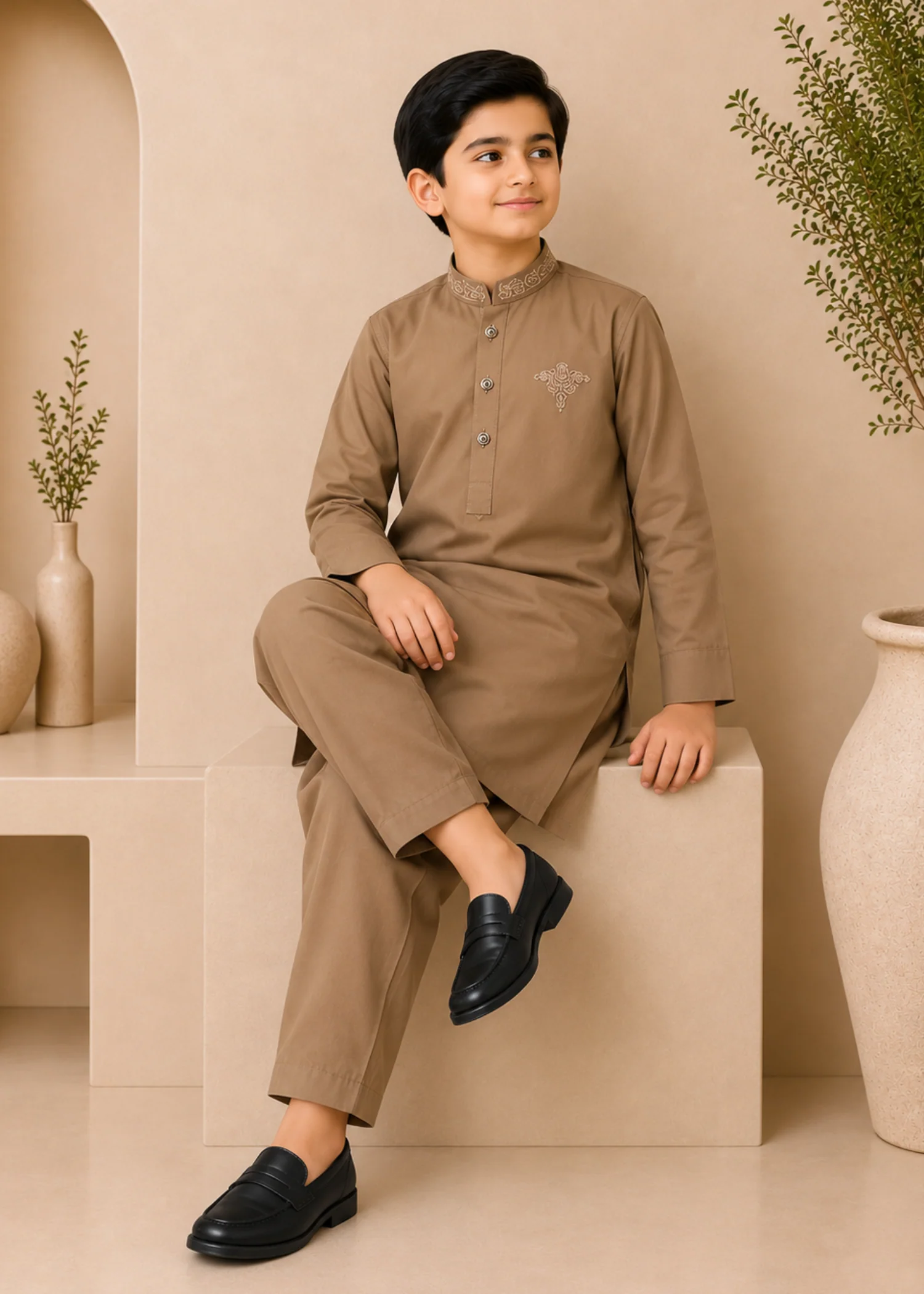 wash & wear Kurta Set in Beige