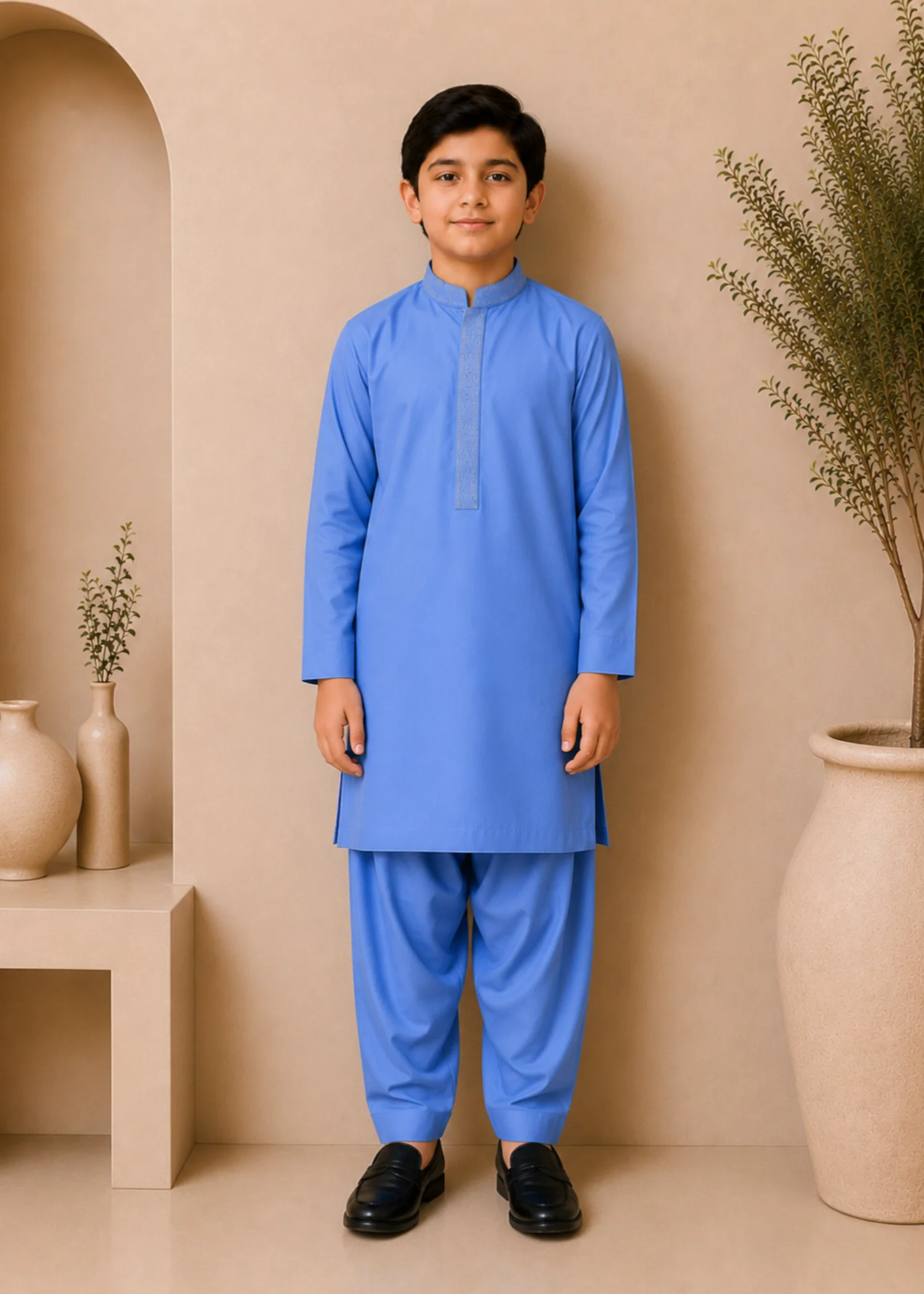 wash & wear Kurta Set in Cornflower blue
