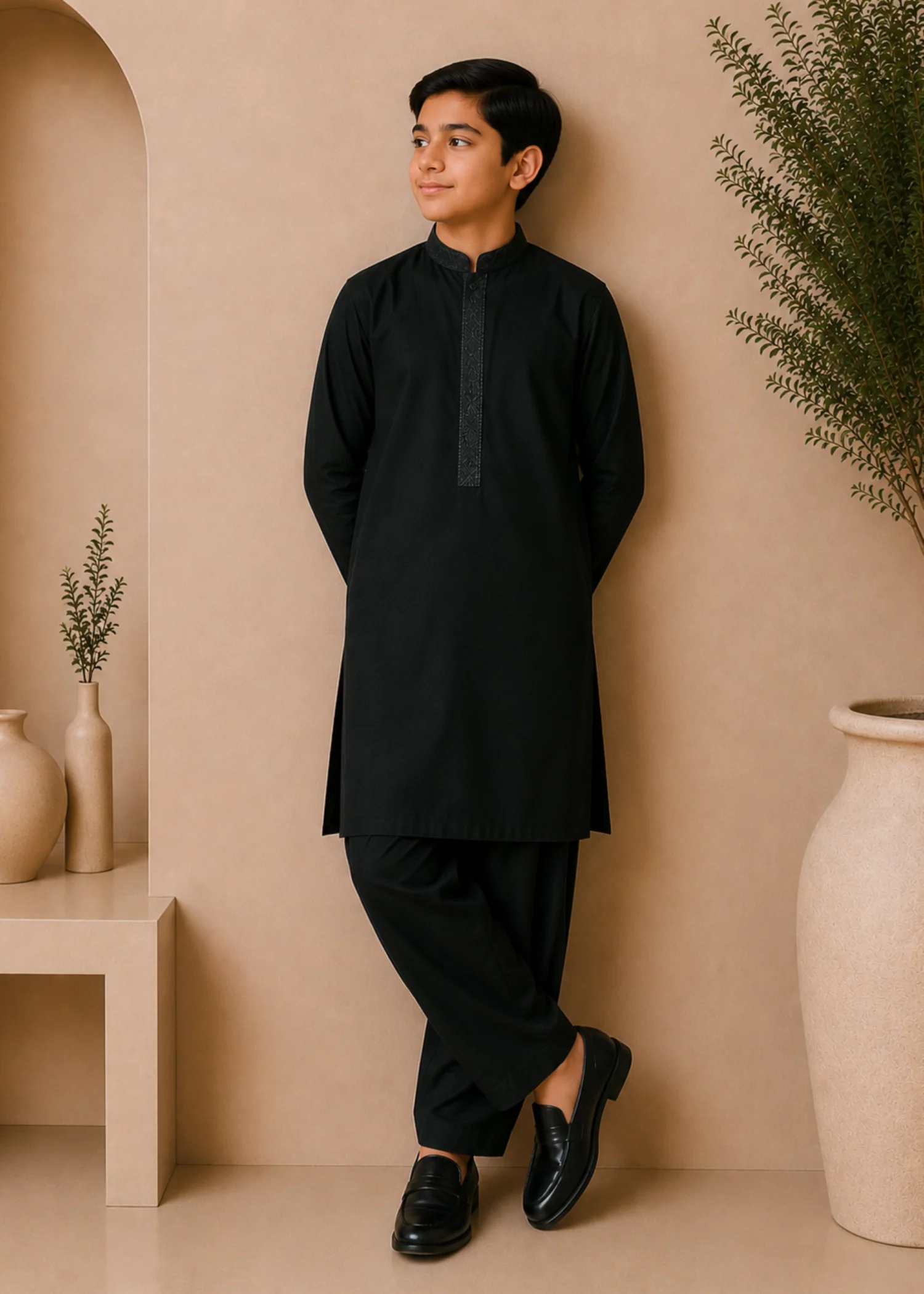 wash & wear Kurta Set in Hunter green