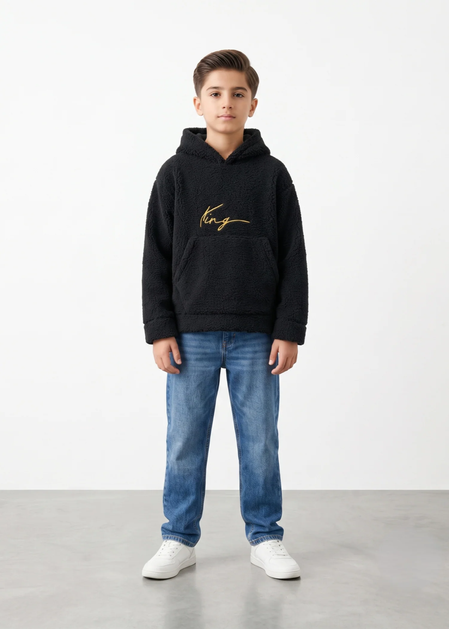 fleece Hoodie in Black