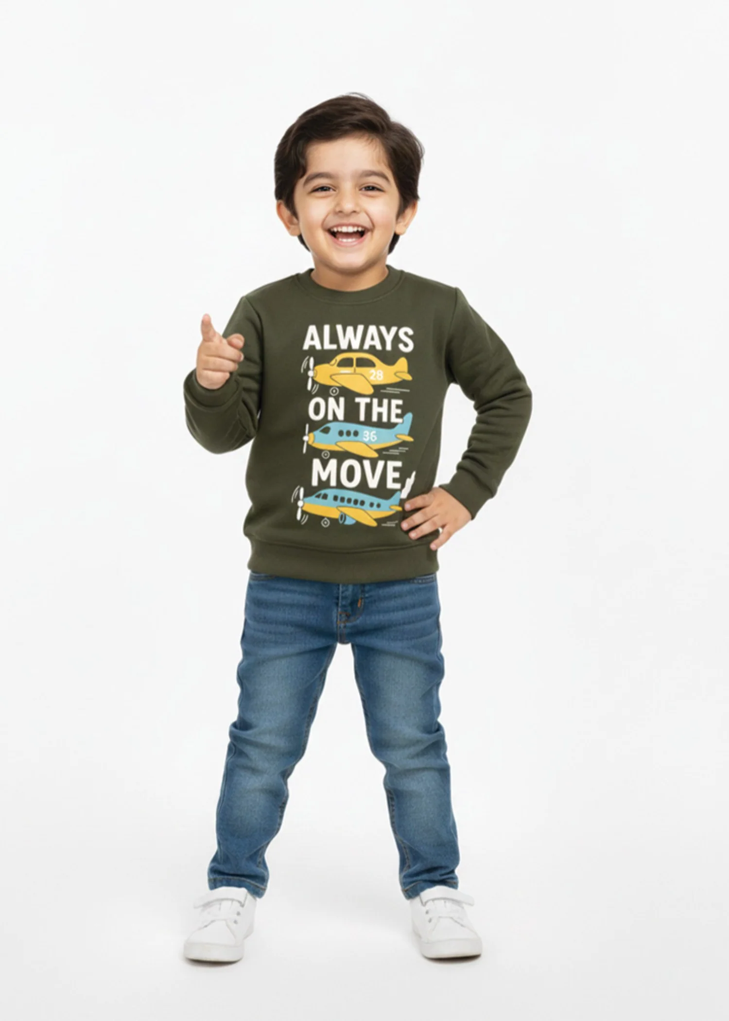 fleece Sweatshirt in Dark green