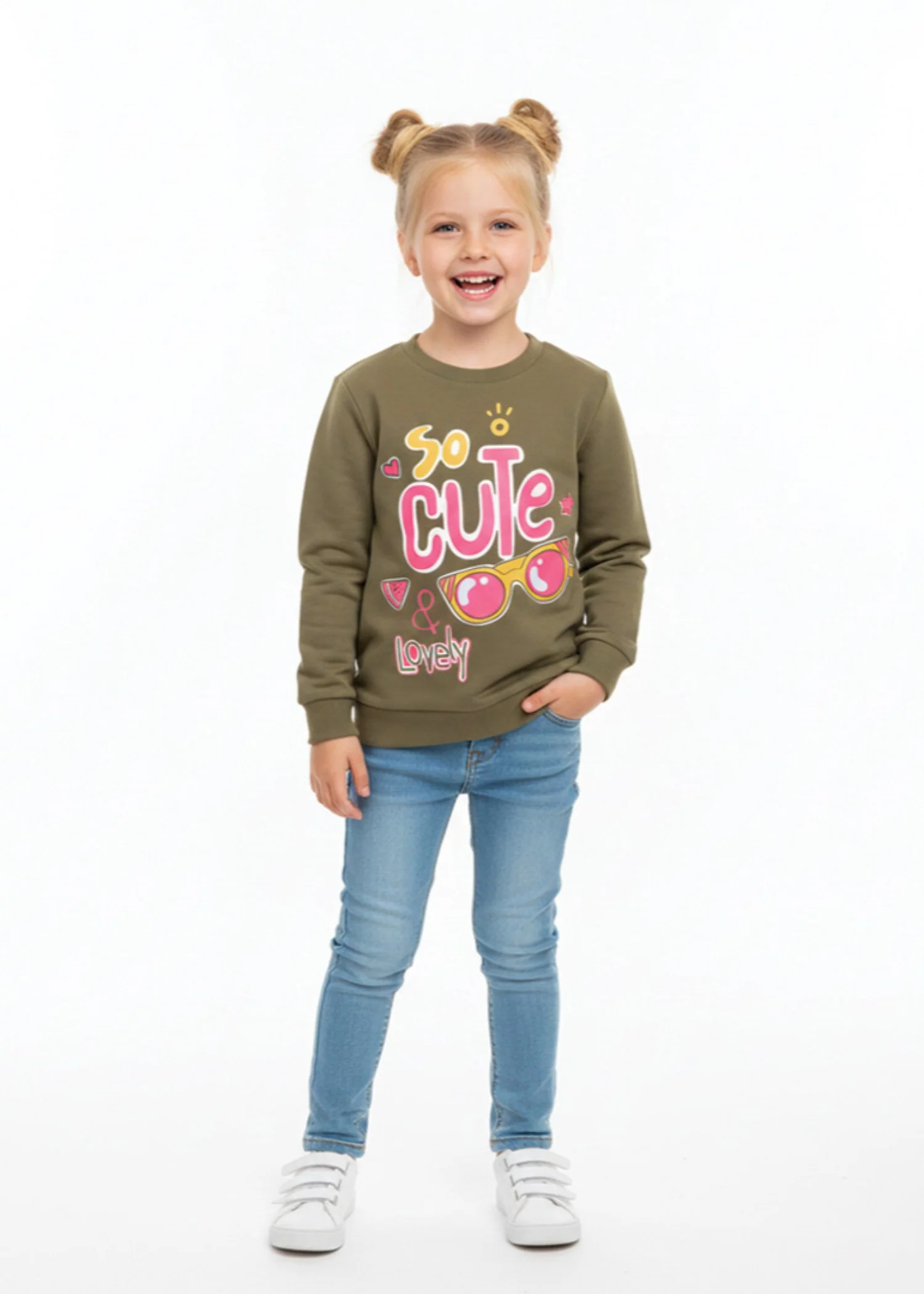 fleece Sweatshirt in Olive green