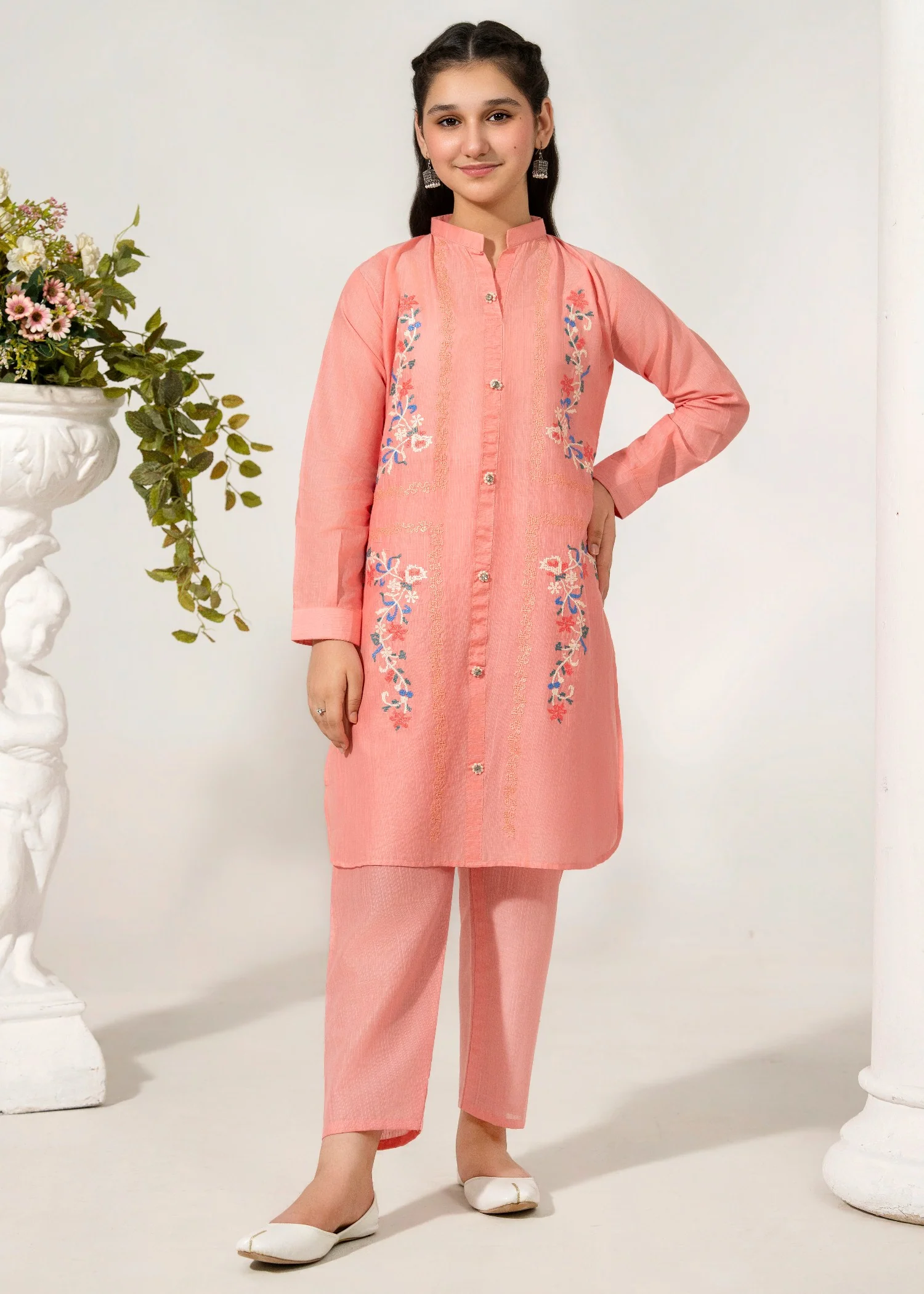 lawn cotton Kurta Set in Pink