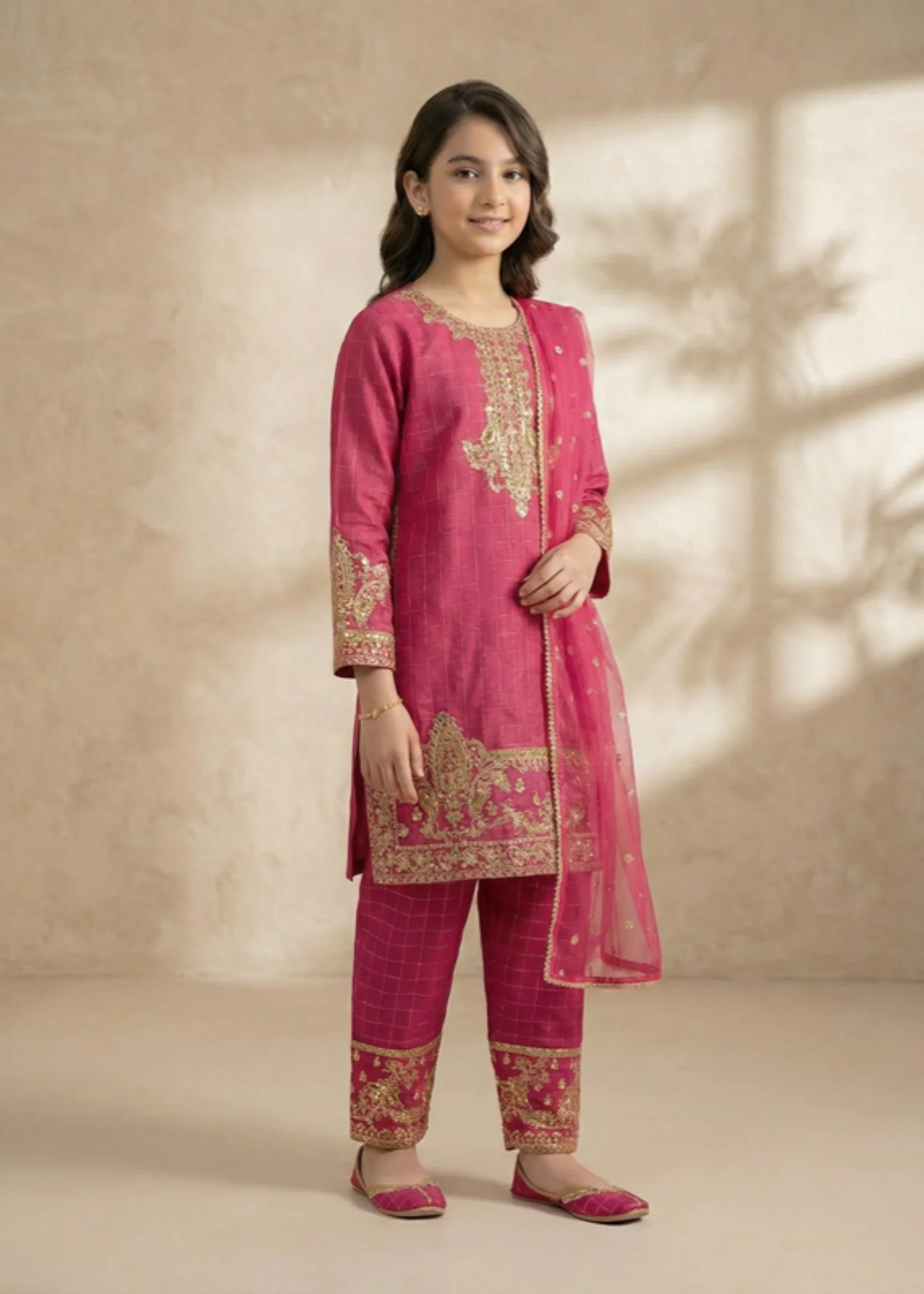 lawn Kurta Set in Pink
