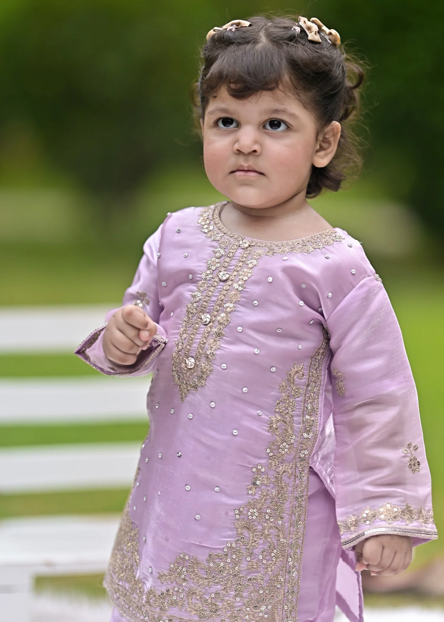 silk Kurta Set in Lilac