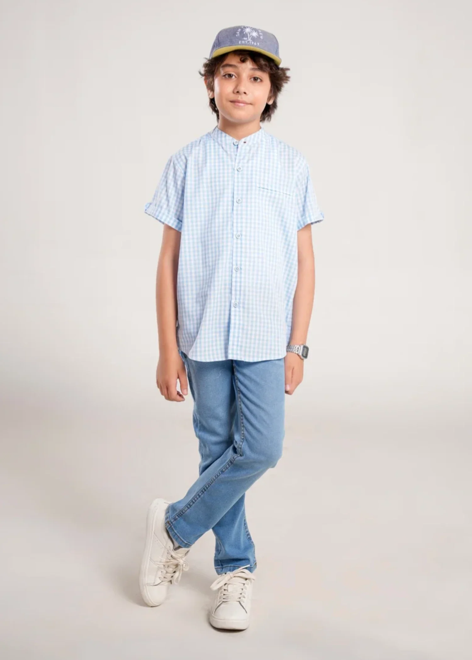 handwoven cotton Casual Shirt in Ice blue