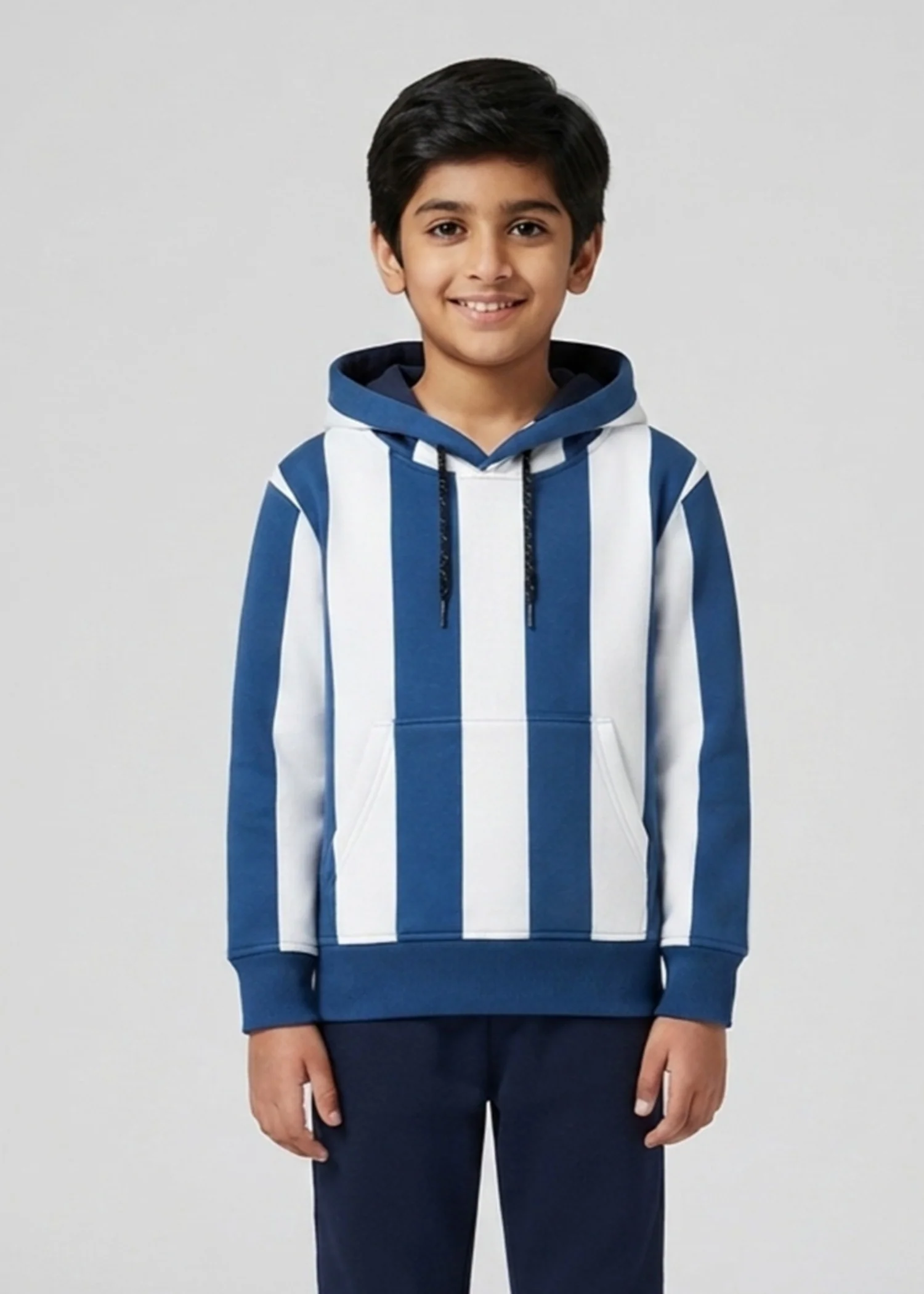 fleece Hoodie in Blue, white