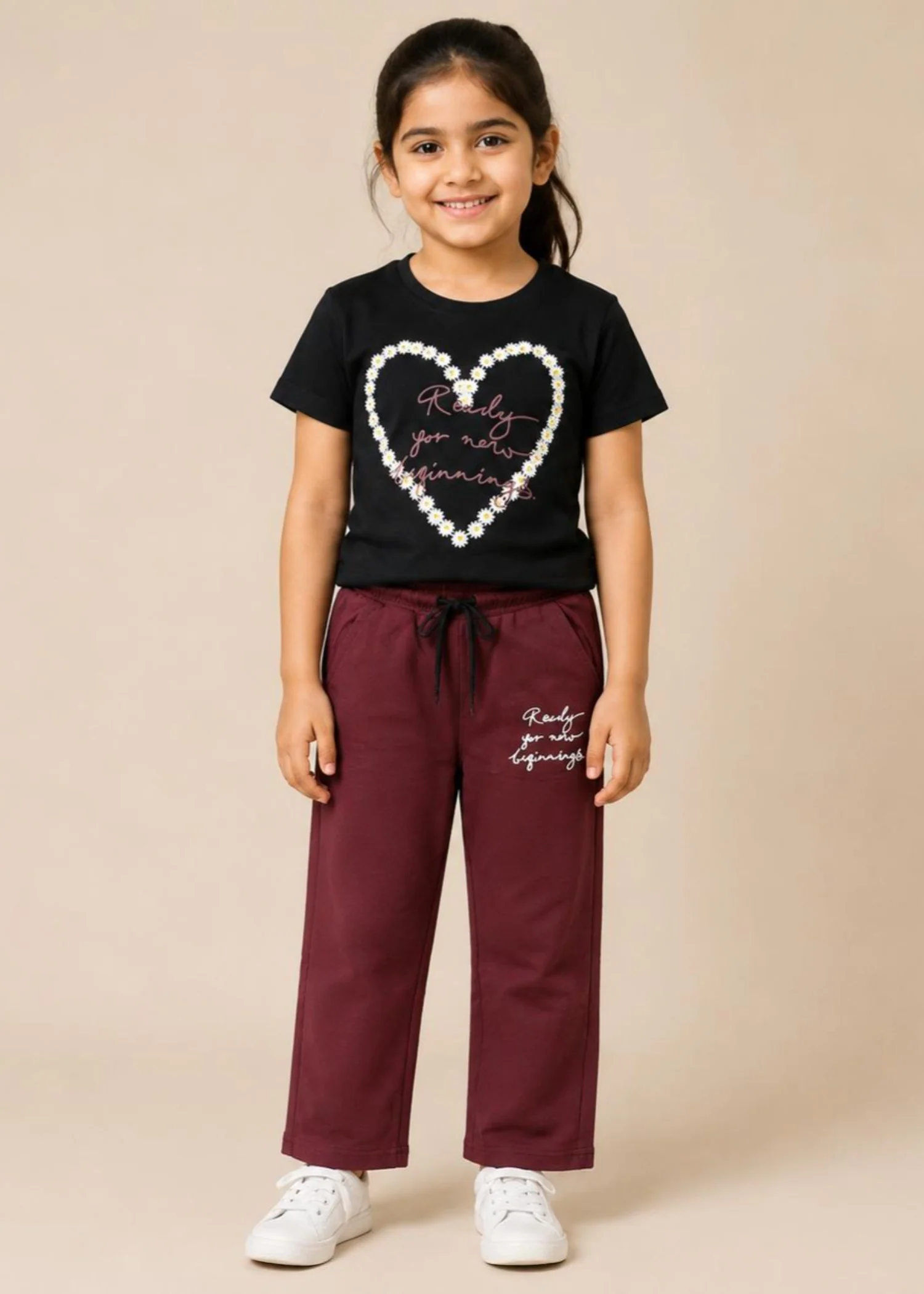 cotton jersey T Shirt in Black, maroon